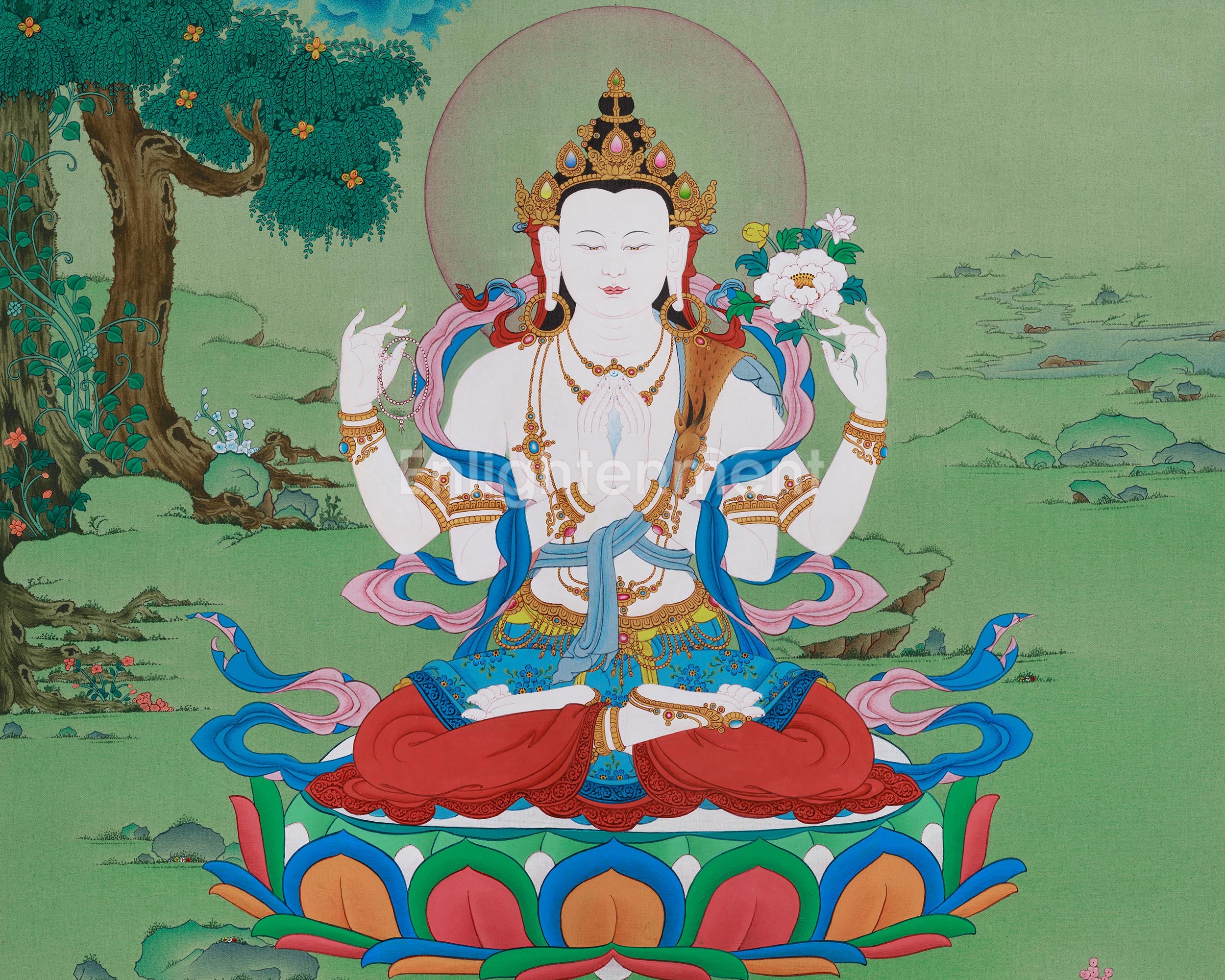Chenrezig, The Compassionate Buddha Thangka | Avalokiteshvara Artwork