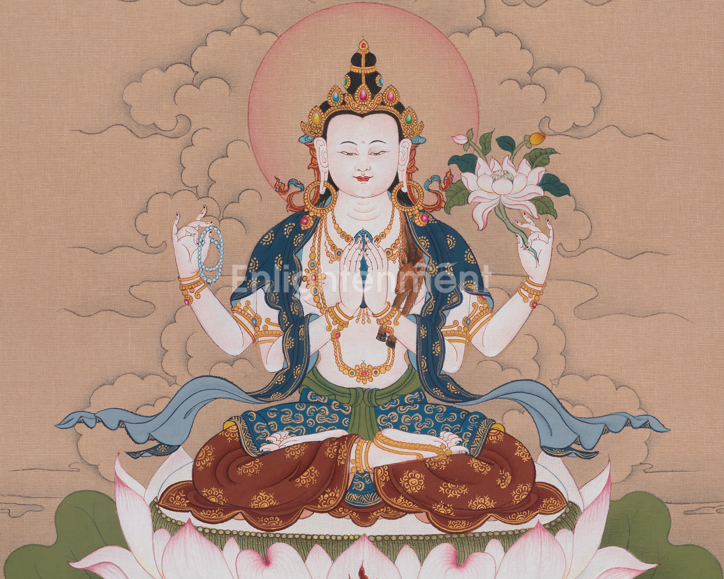 Chenrezig Devotional Art | Authentic Avalokiteshvara Thangka | Buddha of Compassion