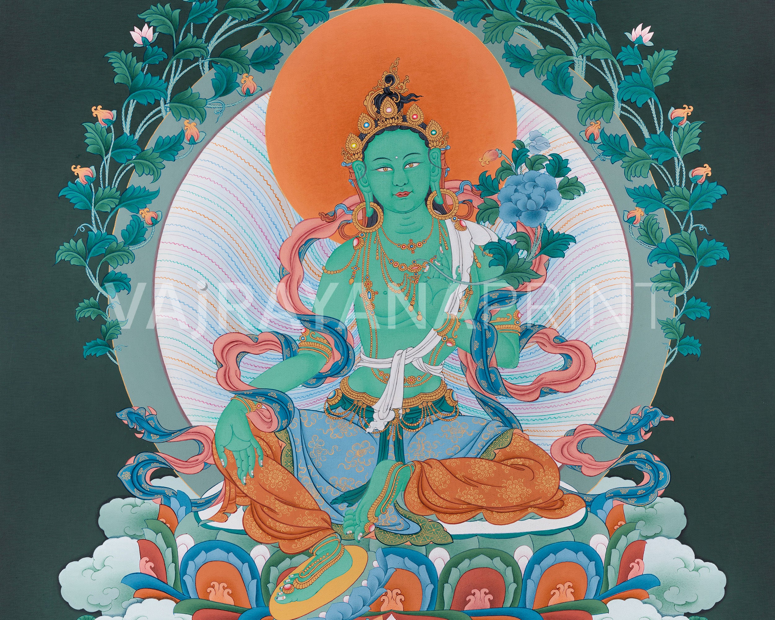 Goddess Green Tara Print | Tibetan Deity of Healing and Swift Protection