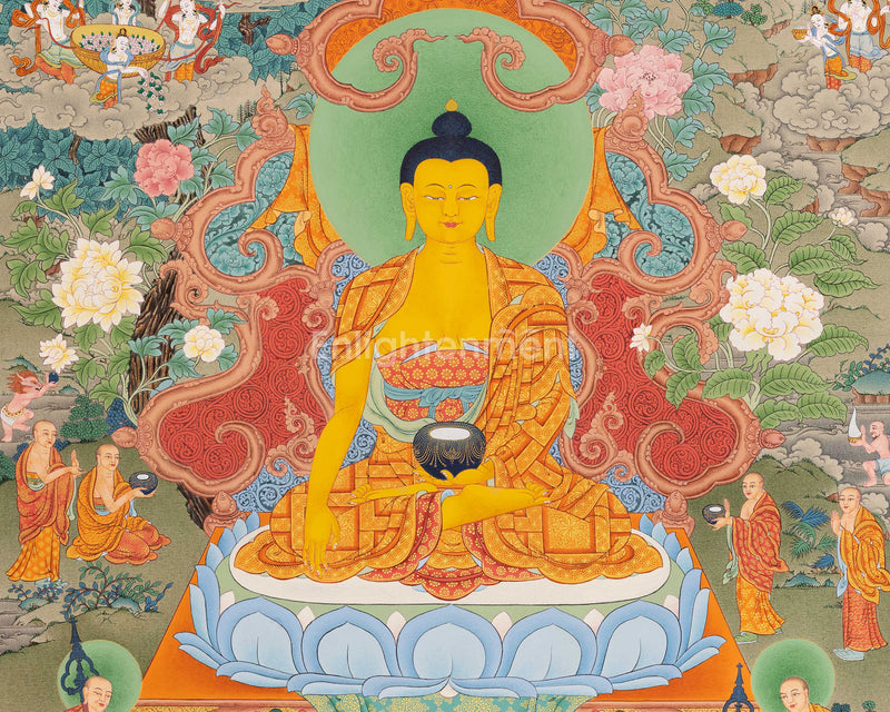 Tibetan Shakyamuni Buddha Thangka | Hand Painted Art for Meditation