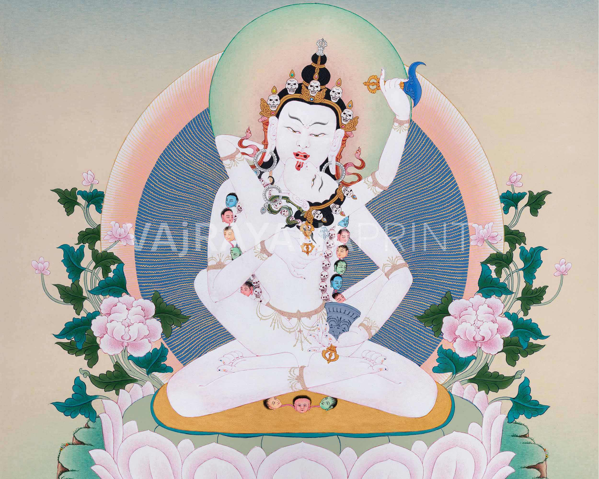 Vajrasattva with Consort Canvas Print | Deity of Purification and Spiritual Transformation