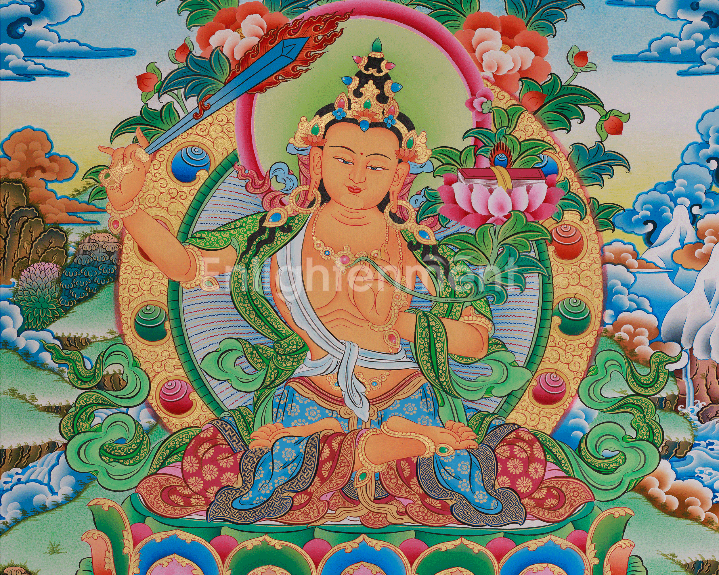 Manjushri the Buddha of Wisdom Thangka | Enlightened Insight