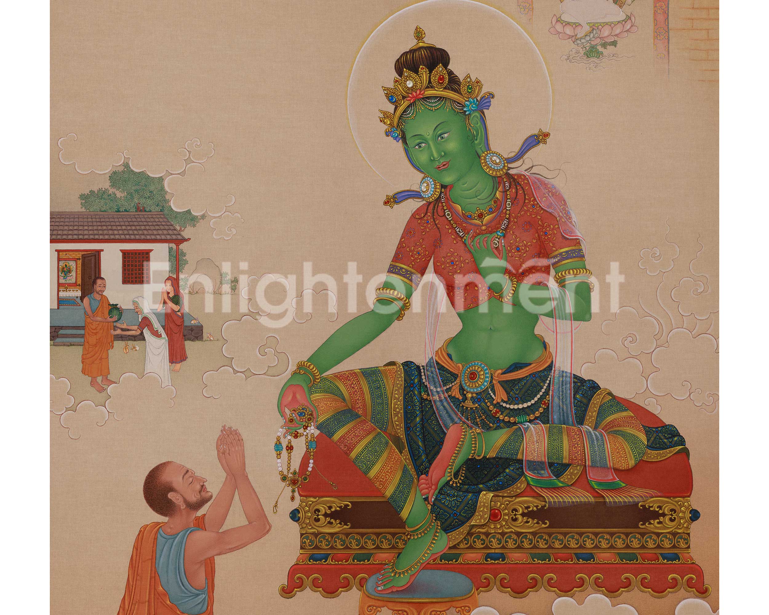 Green Tara Buddhist Artwork | Compassion Deity | Shyama Tara
