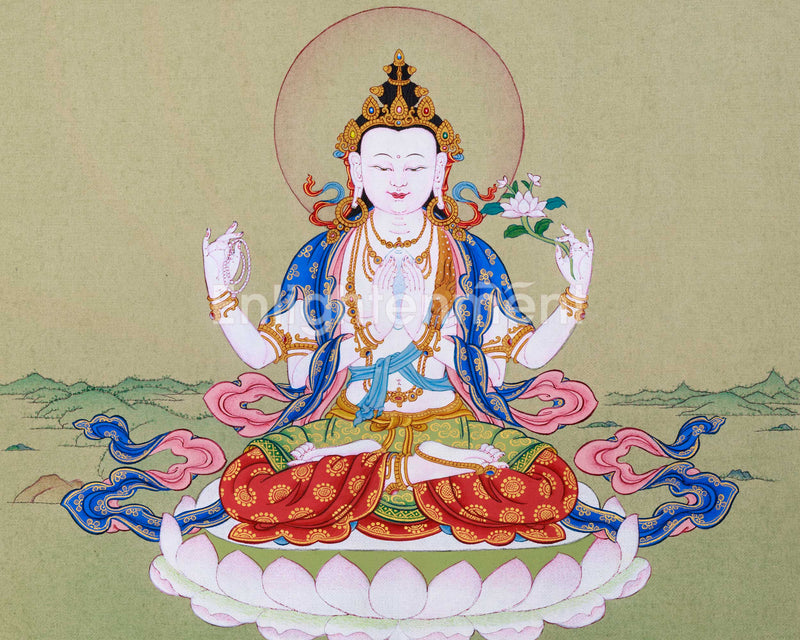 Small 13inched Thangka of Chenresig