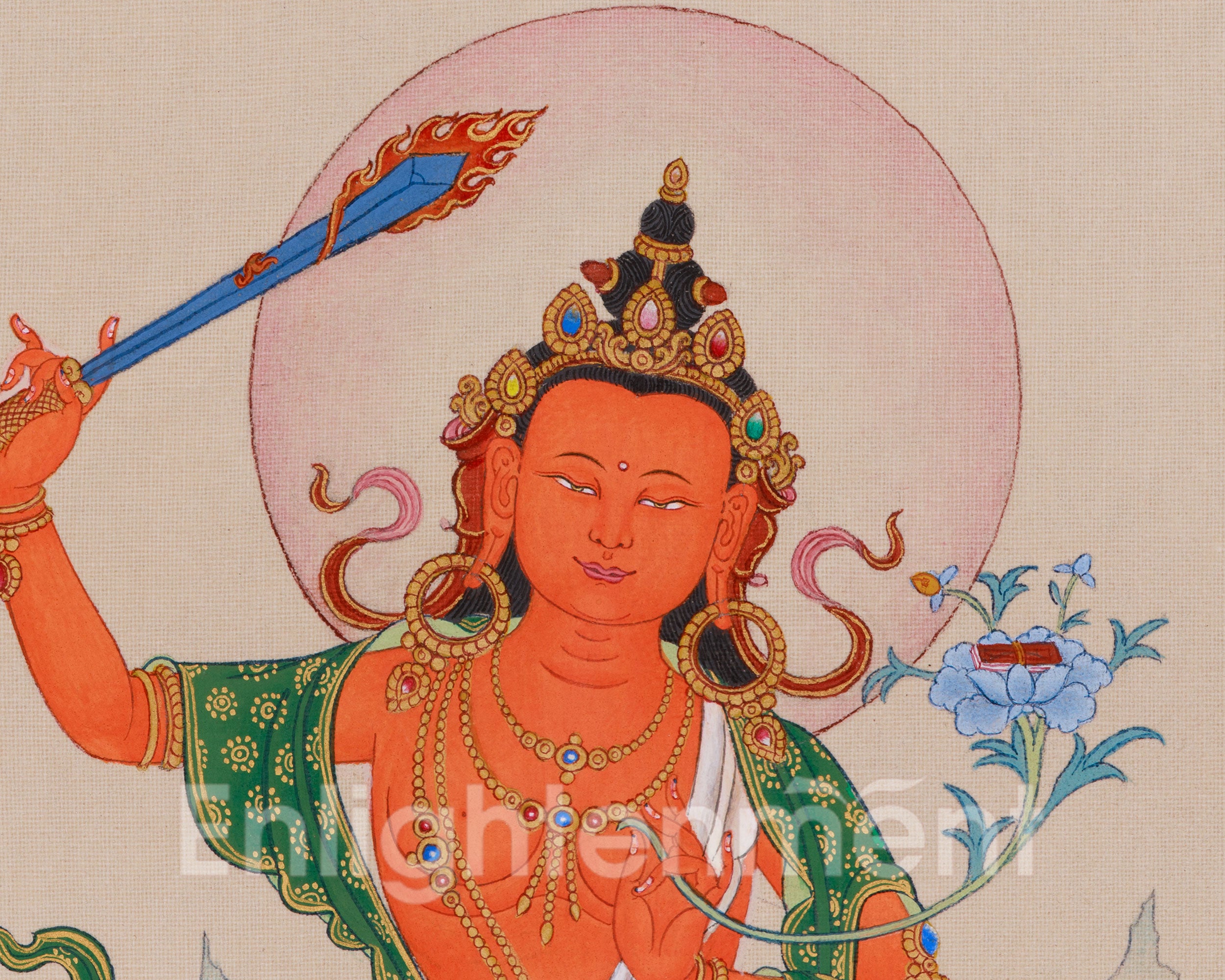 Manjushri (Jampelyang)Thangka | Embodiment of Wisdom and Enlightenment