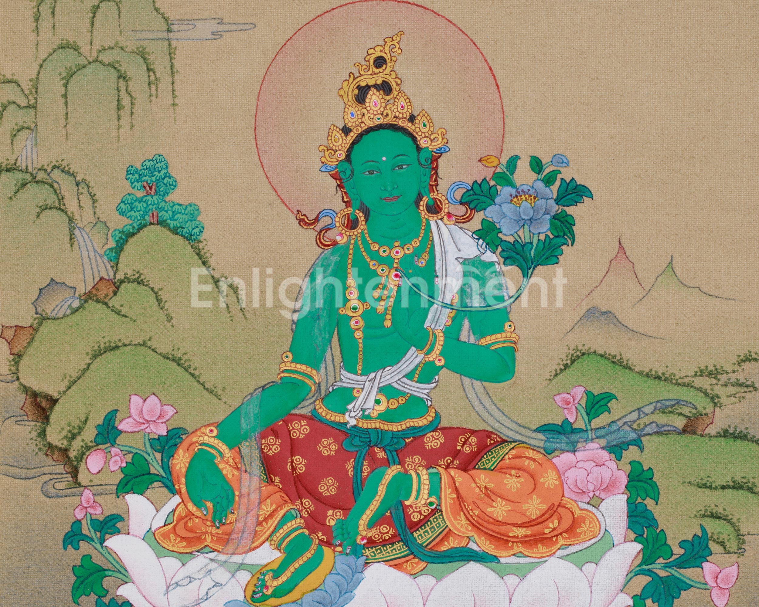Divine Goddess Green Tara Thangka | Swift Protector and Compassionate Deity