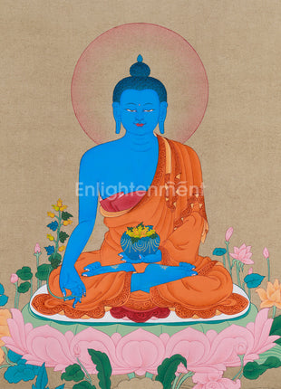 Supreme Healer Bhaisajyaguru Thangka | A Beacon of Health and Spiritual Enlightenment