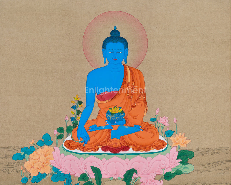 Supreme Healer Bhaisajyaguru Thangka | A Beacon of Health and Spiritual Enlightenment