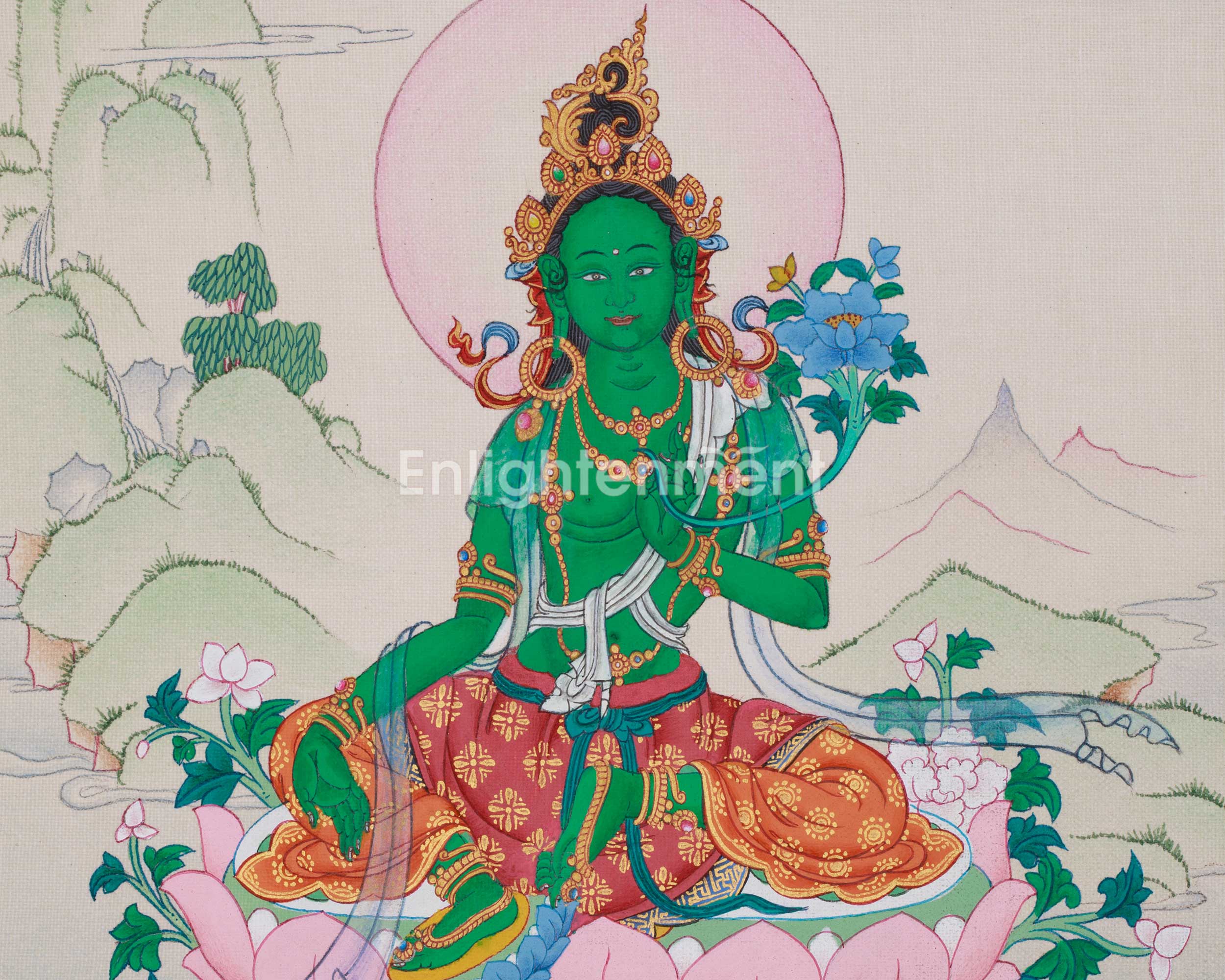 Original Goddess Shyama Tara Thangka | Green Tara, Mother of Liberation