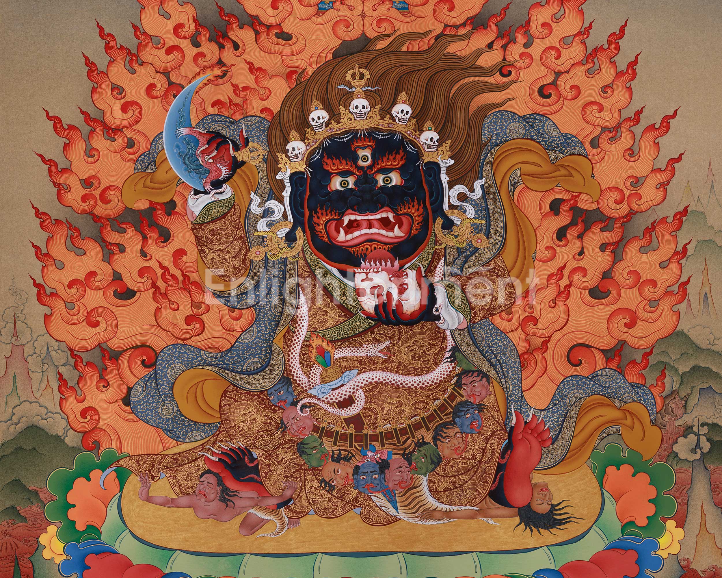 Mahakala Bernagchen Painting | A Premium Thangka of the Wrathful Protector and Guardian