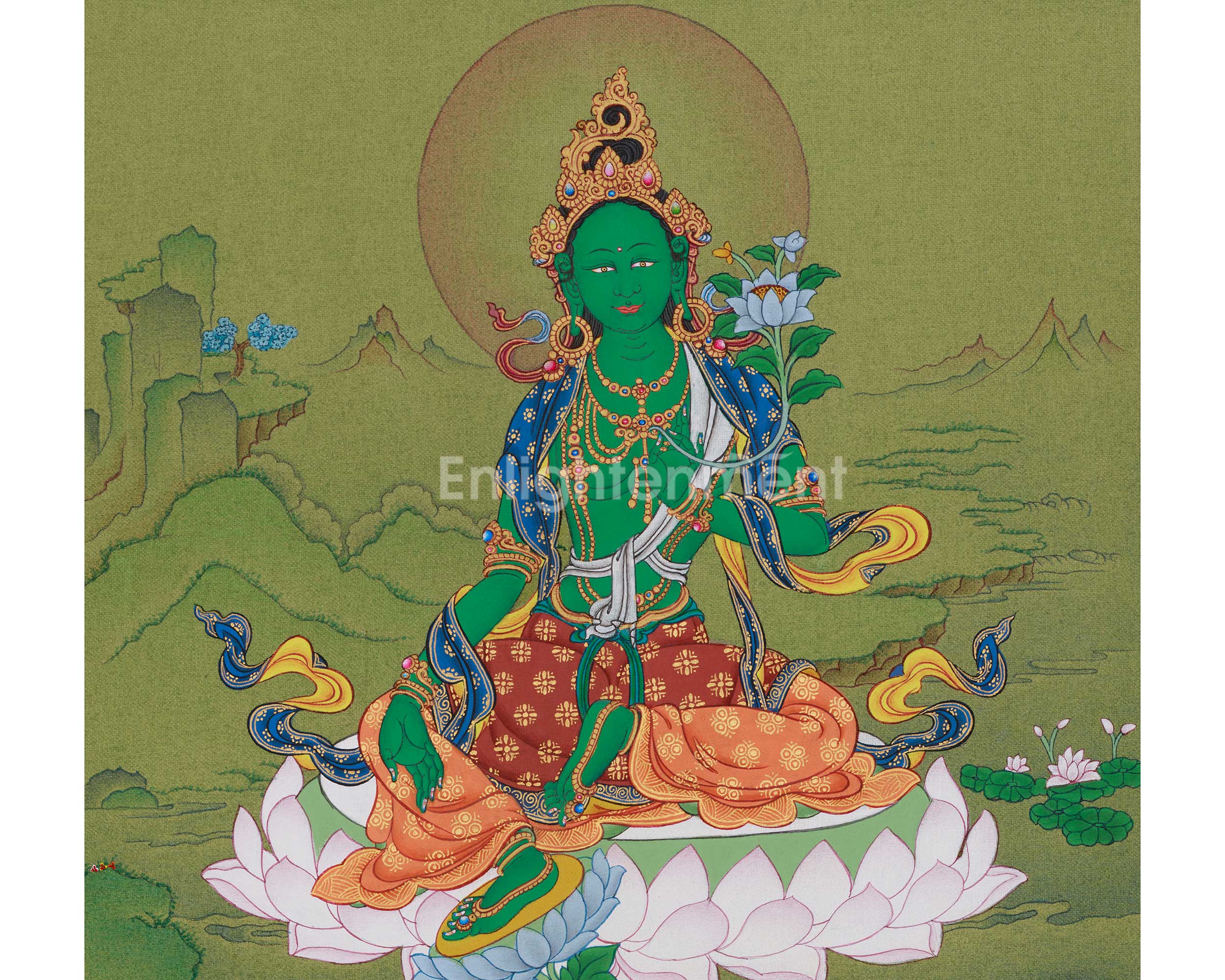 Divine Green Tara Thangka | Himalayan Goddess Art of Swift Compassion
