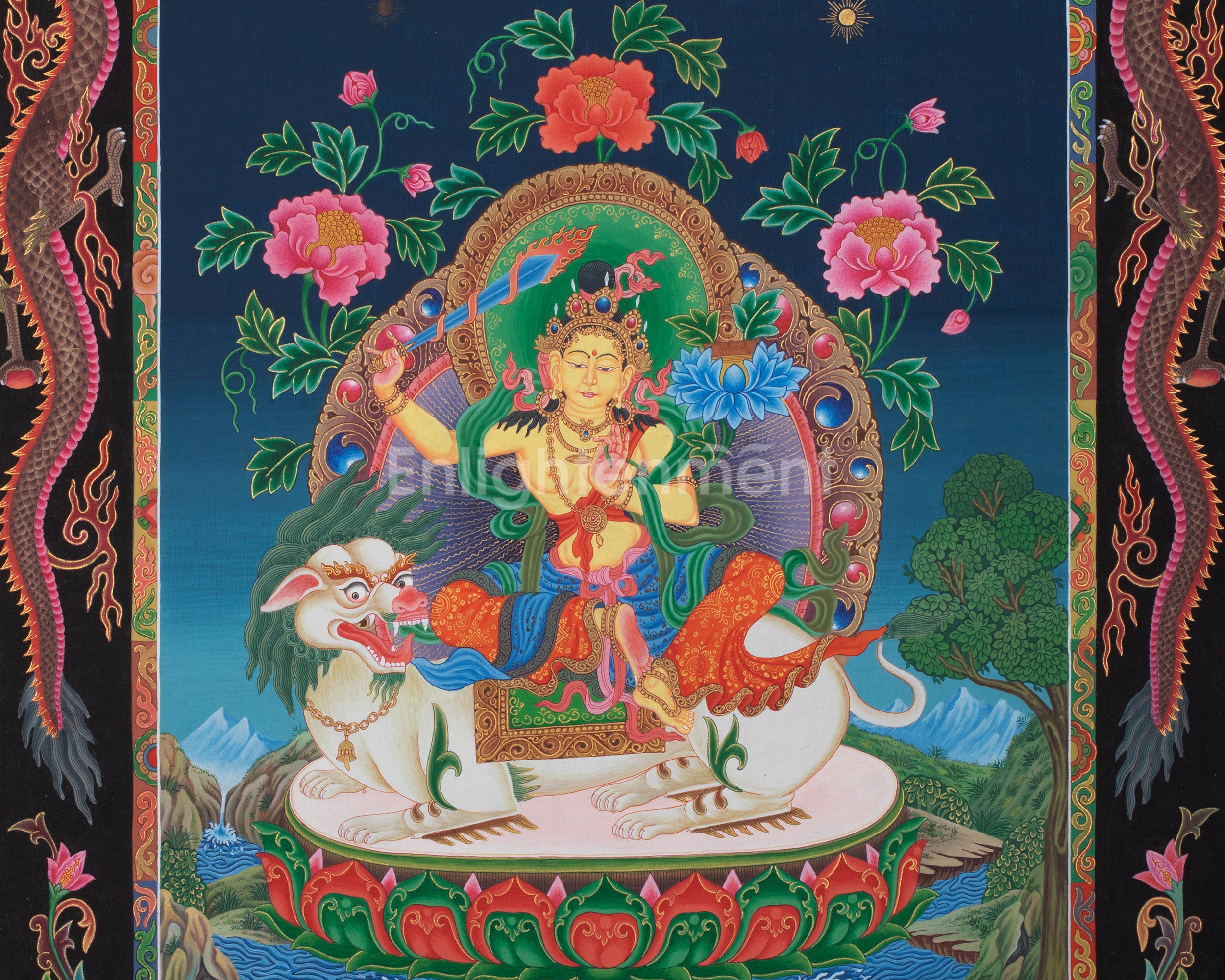 Mahabodhisattva Manjushree Thangka | Reveals the Path of Insight