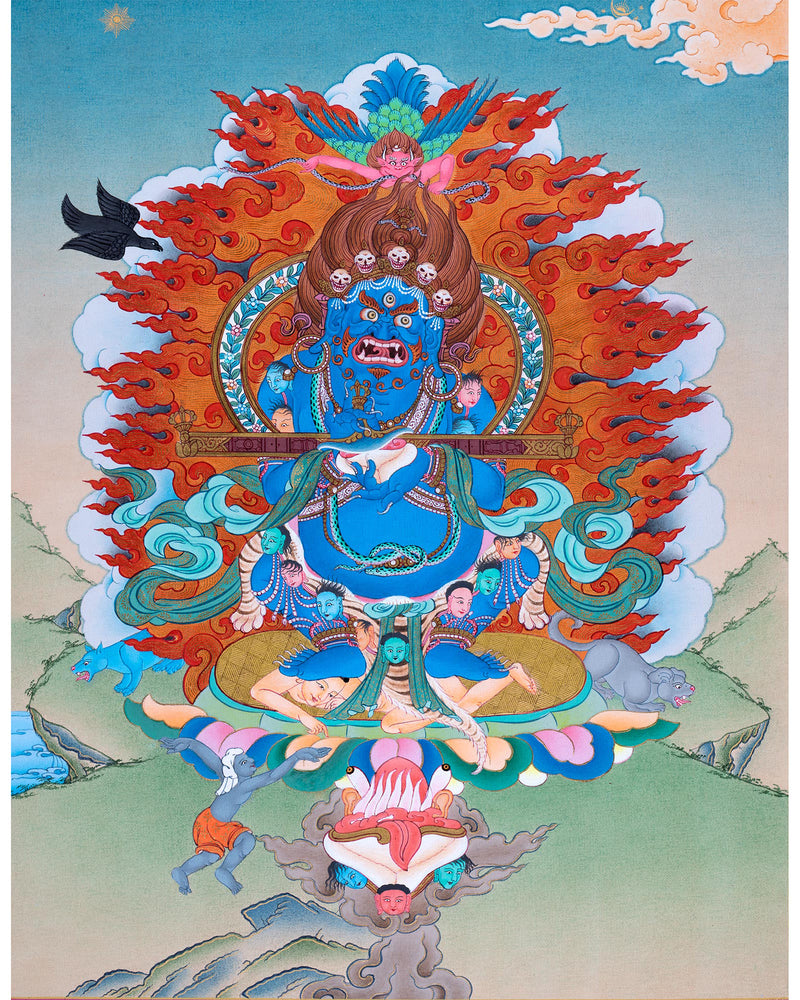 Tibetan Art of Sakya Mahakala | Dharmapala Thangka Painting