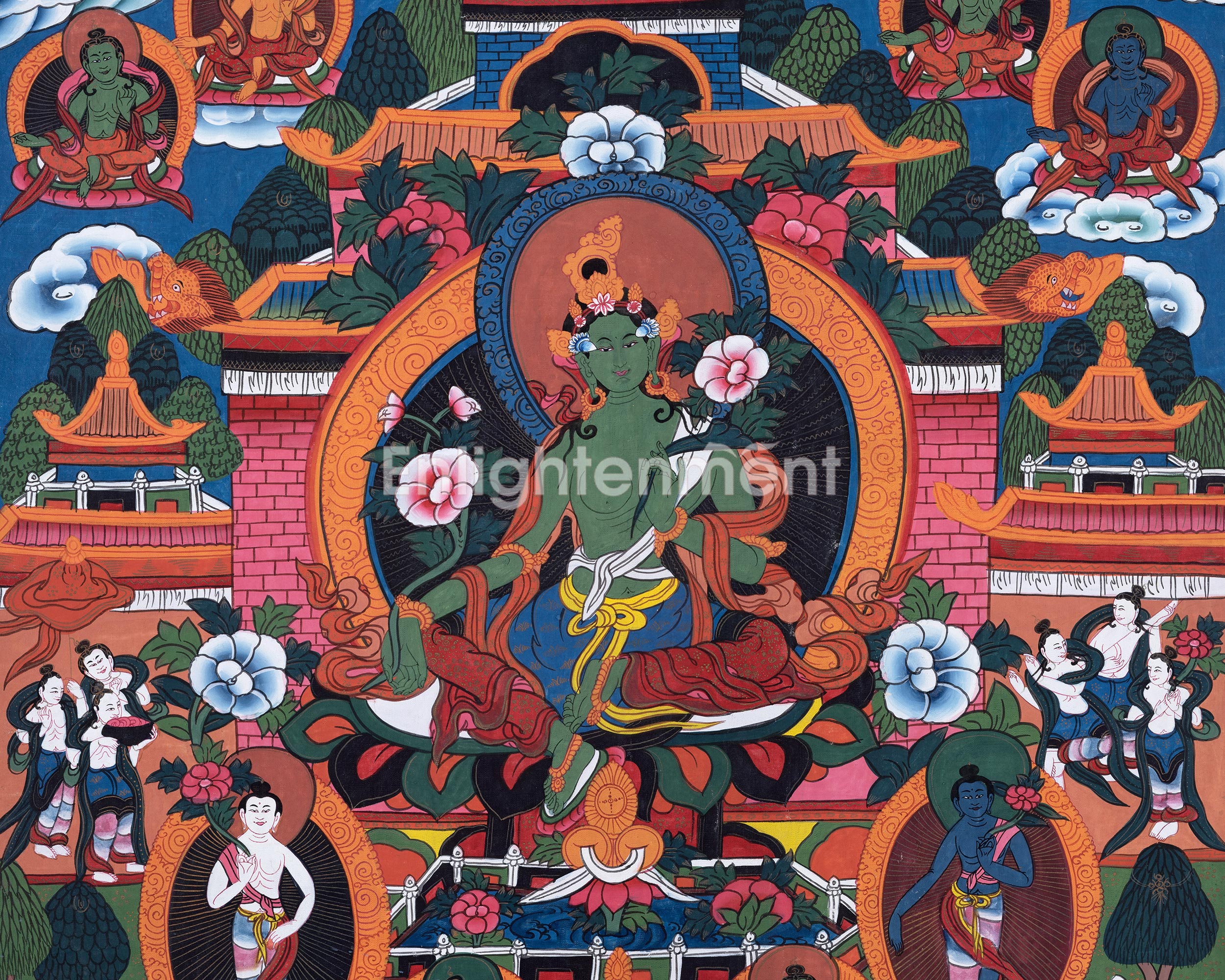 Old Green Tara Thangka, Traditional Wall Decors | Mother of Liberation