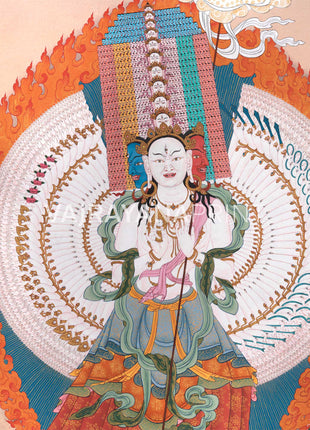Dukar Thangka Print | The White Umbrella Goddess | Traditional Artwork Of Protective Deity
