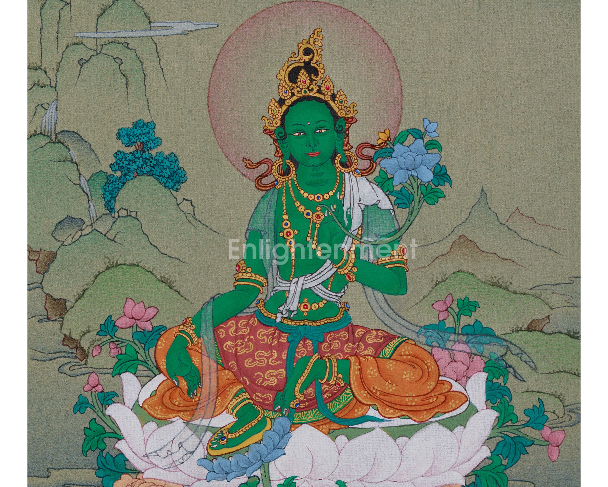 Himalayan Green Tara Thangka | The Bodhisattva of Compassion and Protection