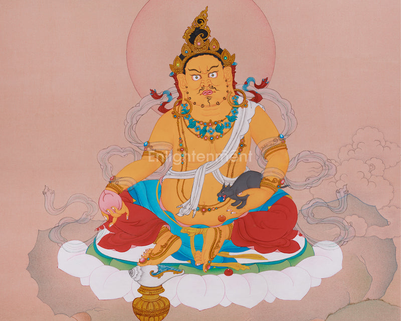 Dzambhala, God of Wealth Thangka | Tibetan Art for Financial Blessings and Spiritual Growth