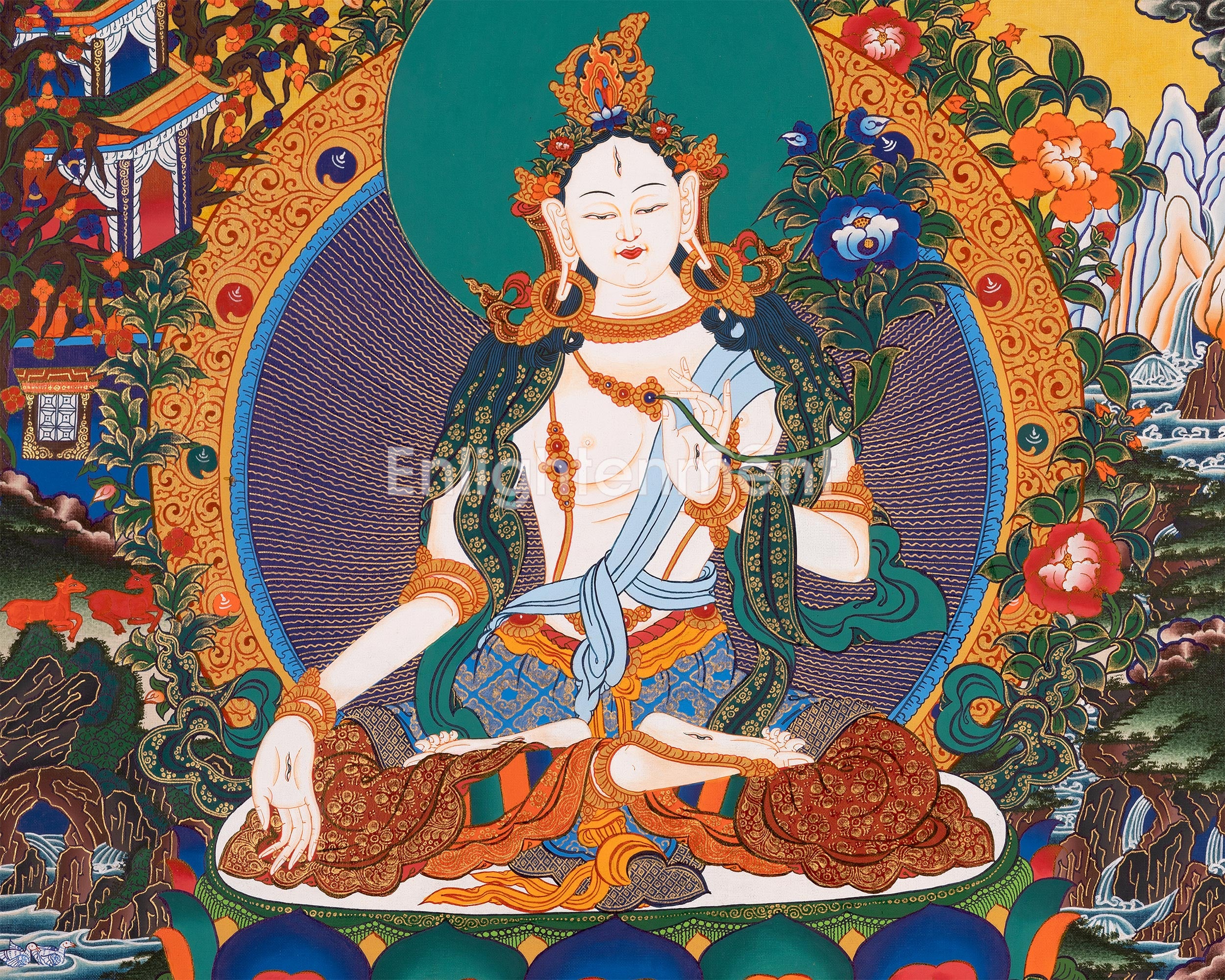 Female Bodhisattva, White Tara Artwork | Healing and Protection Deity