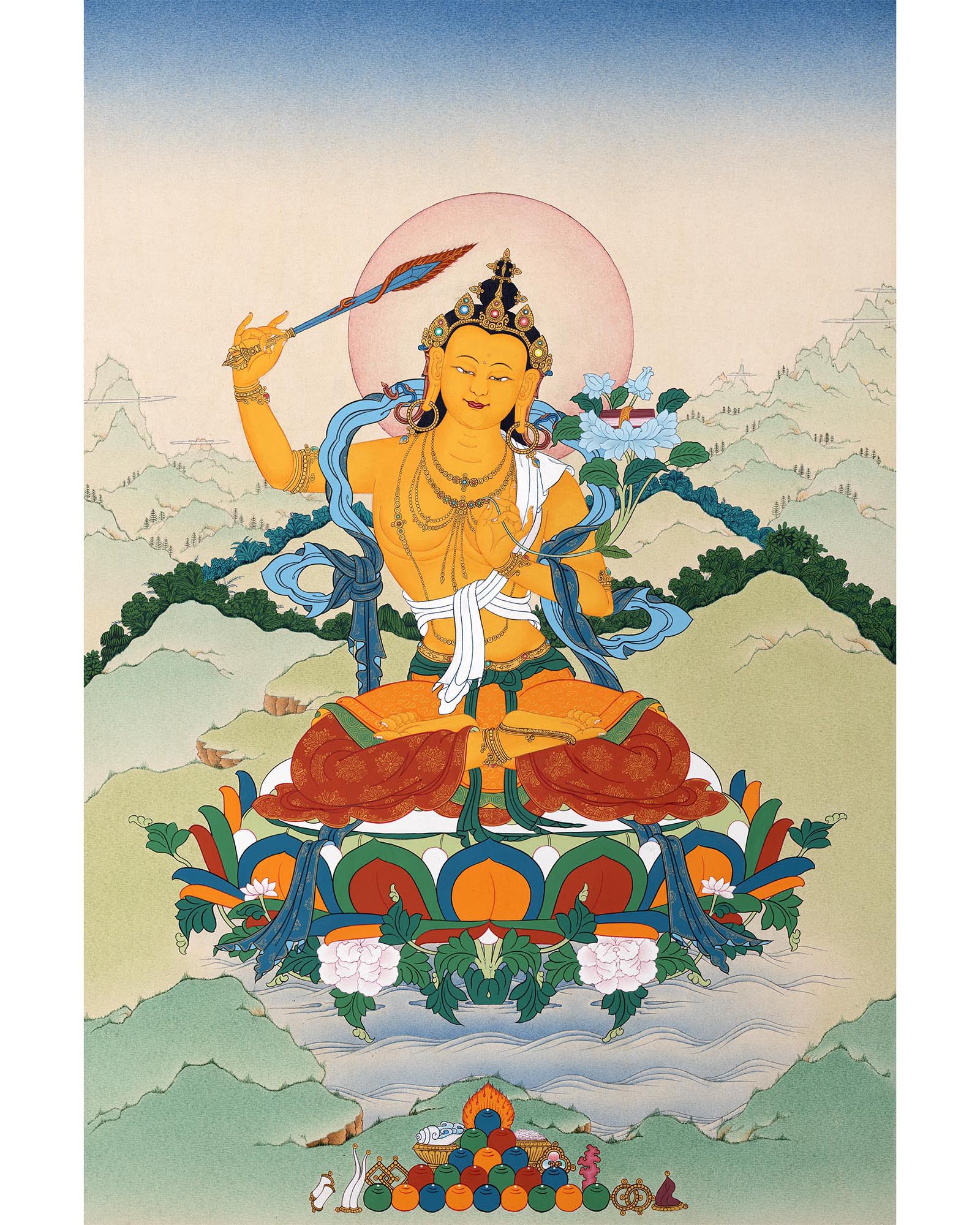 Manjushree | Bodhisattva Thangka | Traditionally Hand-painted Buddhist