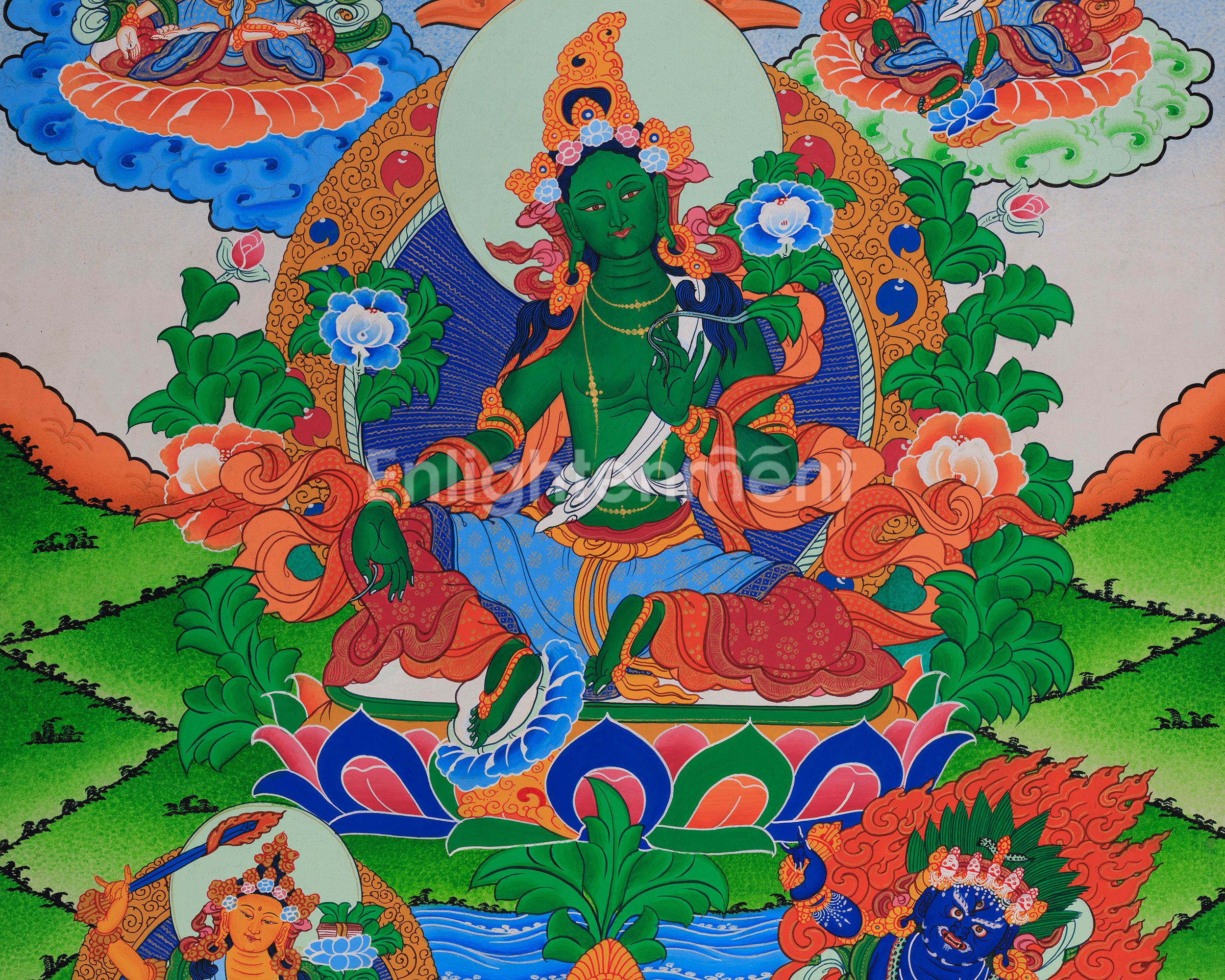 Tibetan Mother Green Tara Thangka | Bodhisattvas Deities