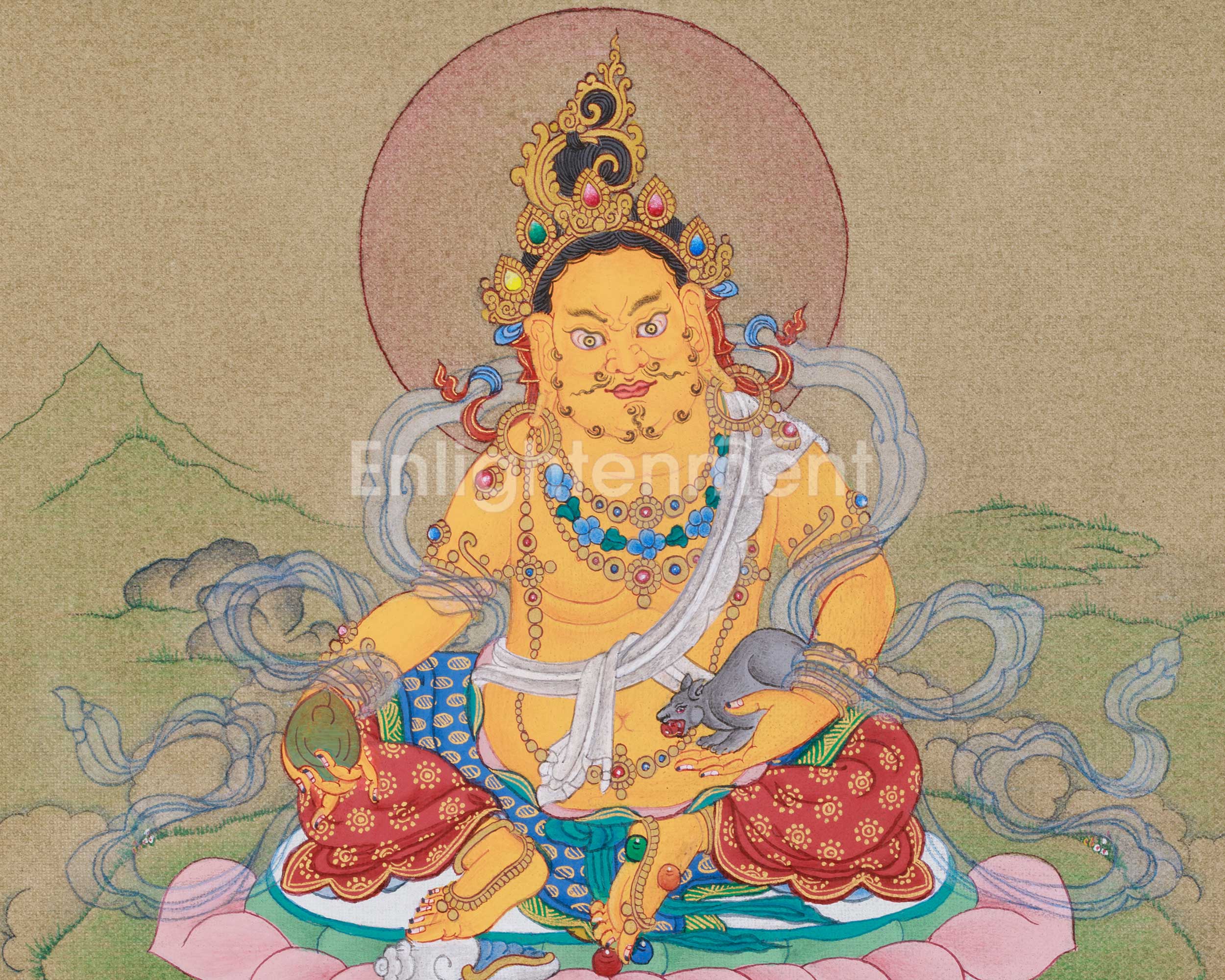 Original Zambhala Painting | Dzambhala, Protector of Wealth and Spiritual Abundance