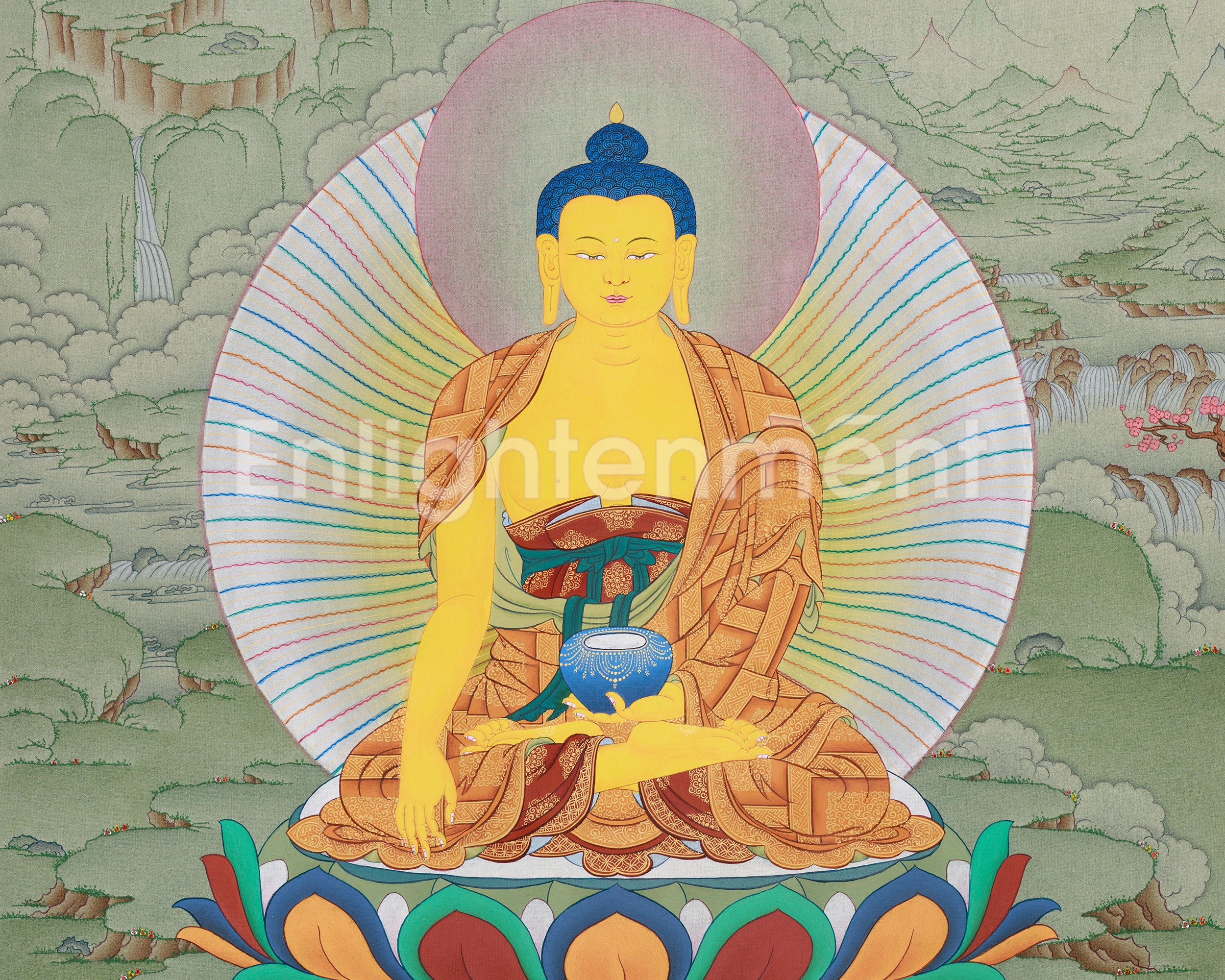 Traditional Gautam Buddha Thangka Painting |  Enlightened Buddha, Shakyamuni