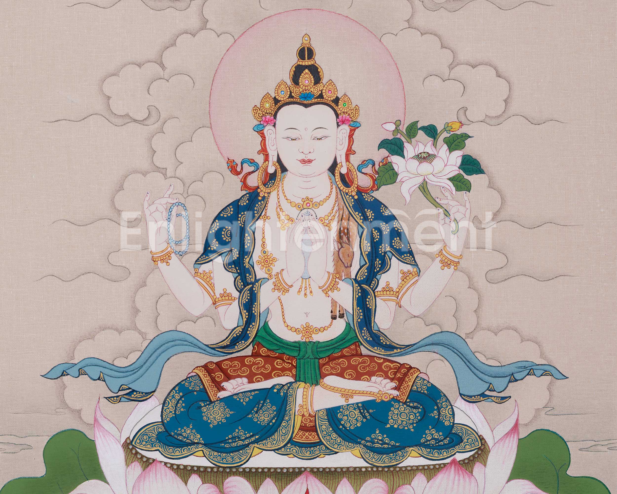 Himalayan Chenrezig Art | Sacred Avalokiteshvara Thangka | Compassion Deity