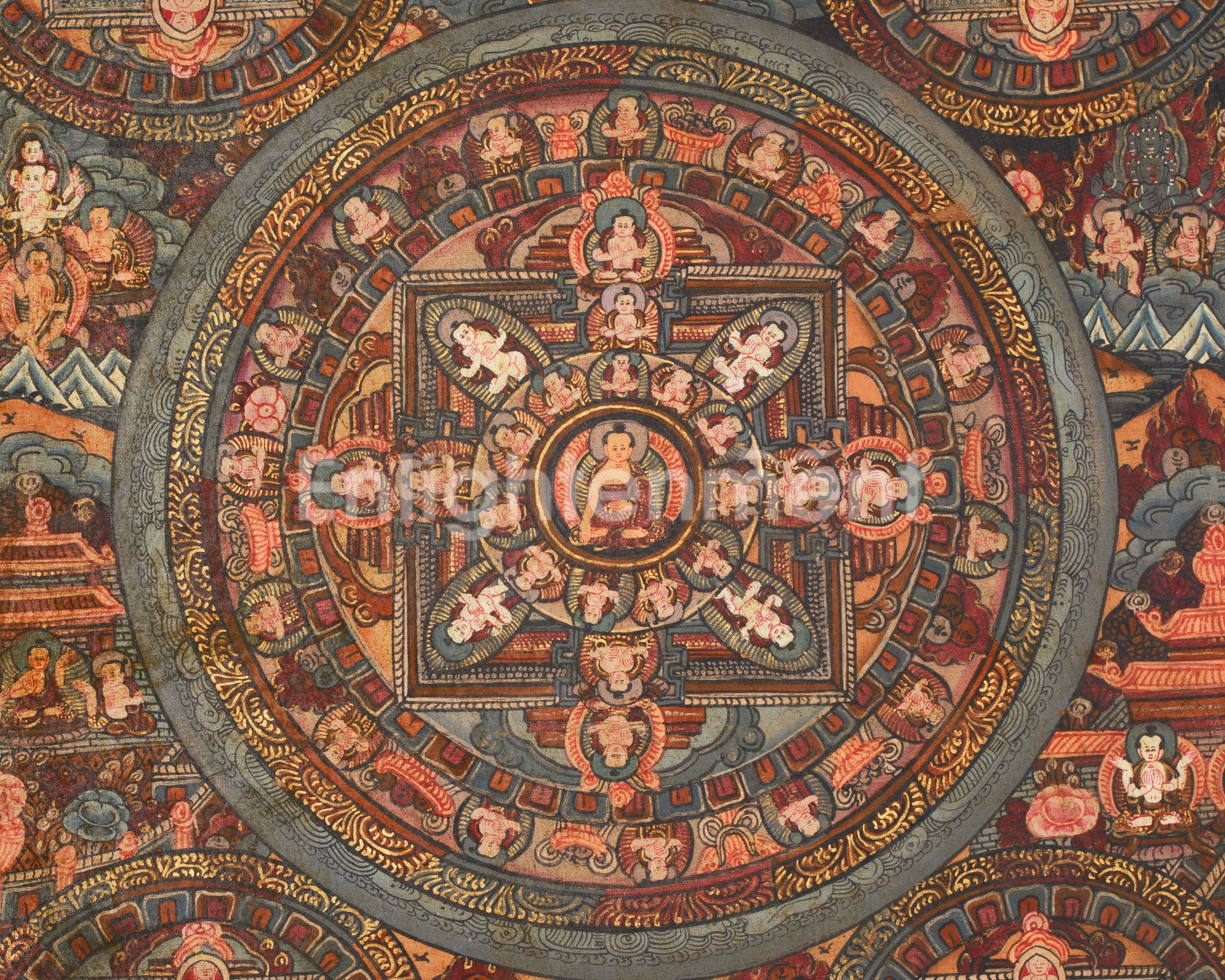 Thangka of Buddha Mandala | Tibetan Buddhist Artwork