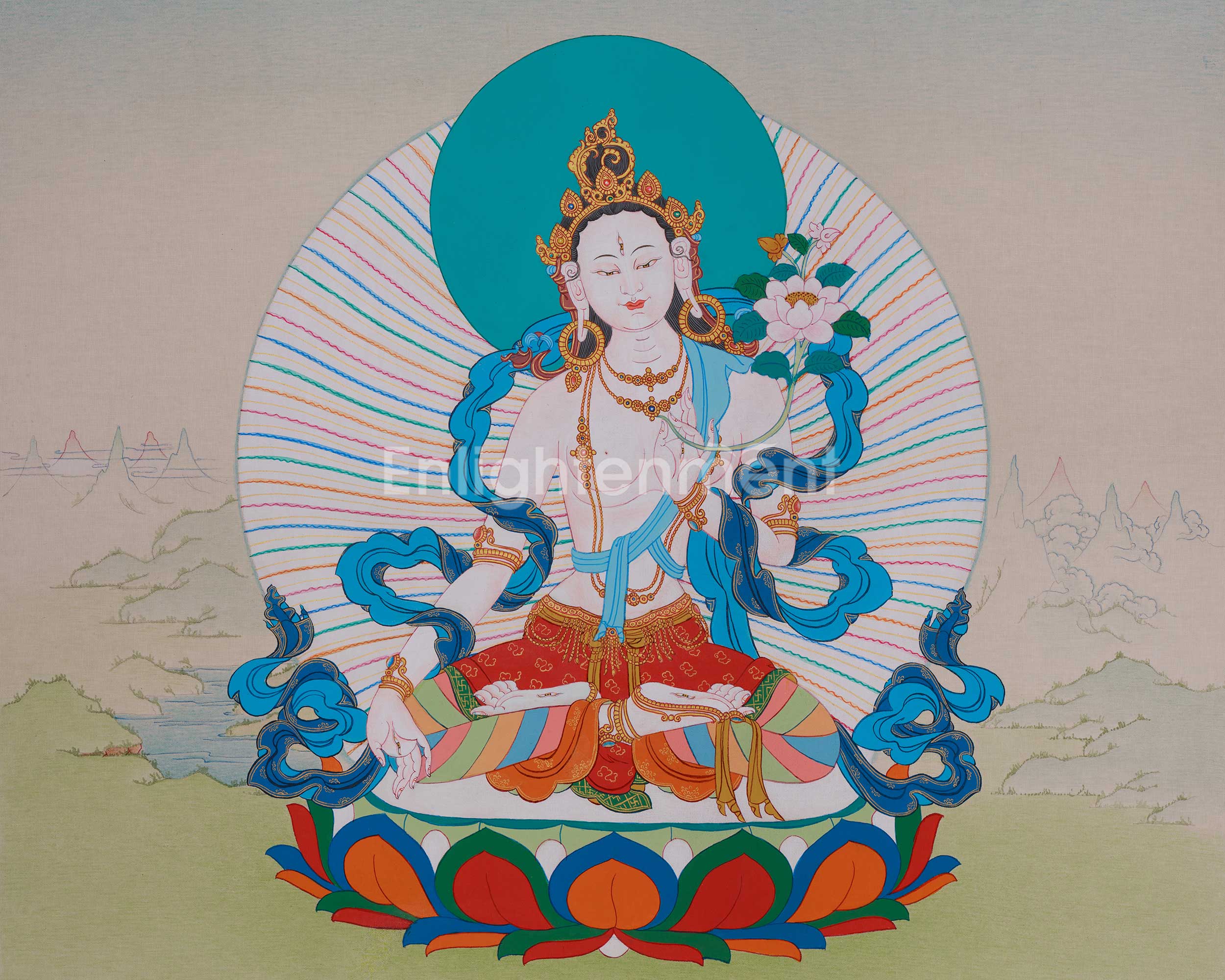Sacred White Tara Art | Symbolizing Healing, Awareness, and Enlightened Grace