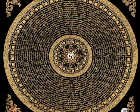 Gold Mandala Thangka Print | Traditional Buddhist Mandala in Giclee Canvas Print | Spiritual Gift Ideas