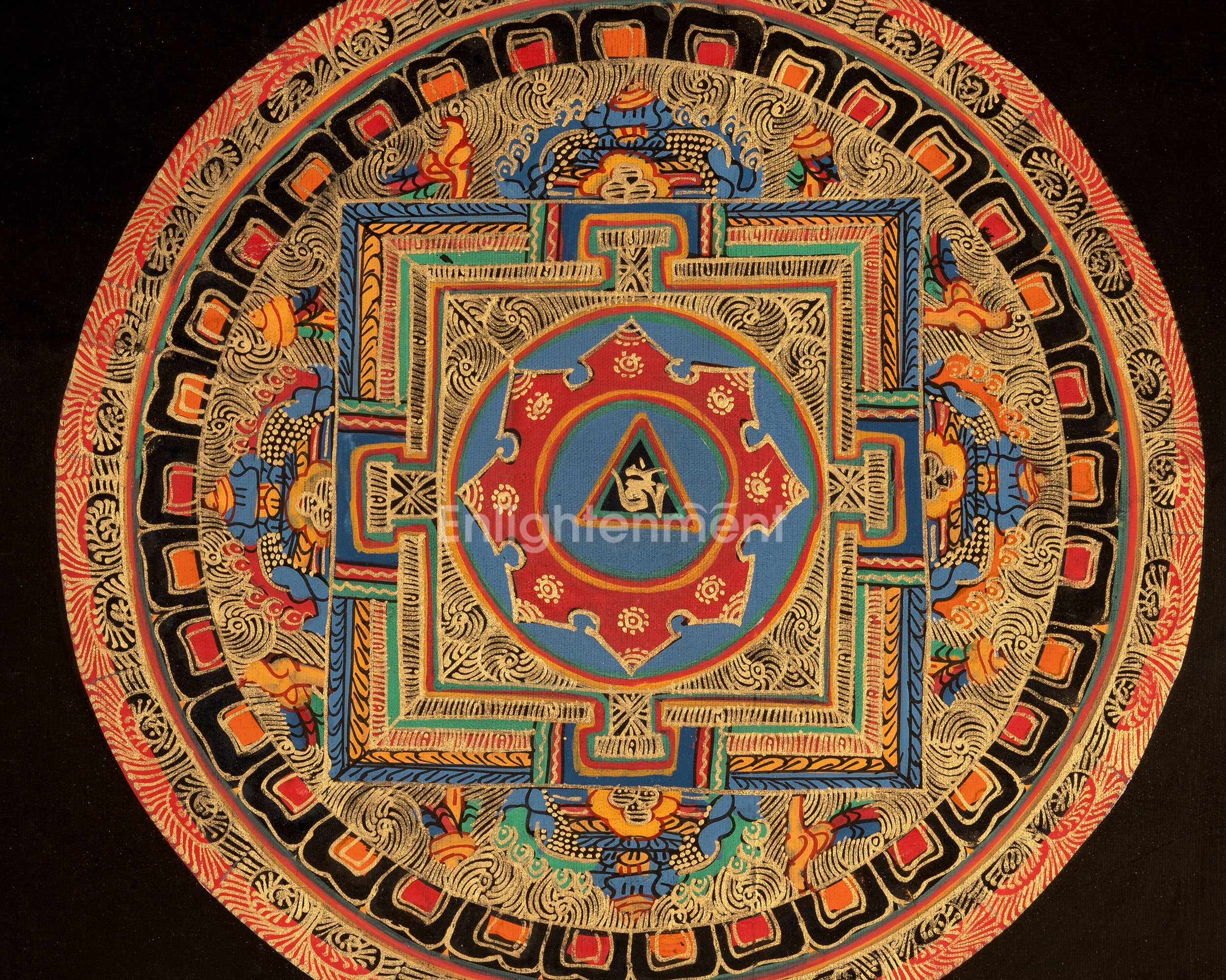 Tibetan Om Mandala Thangka | Sacred Art of Creation and Meditation