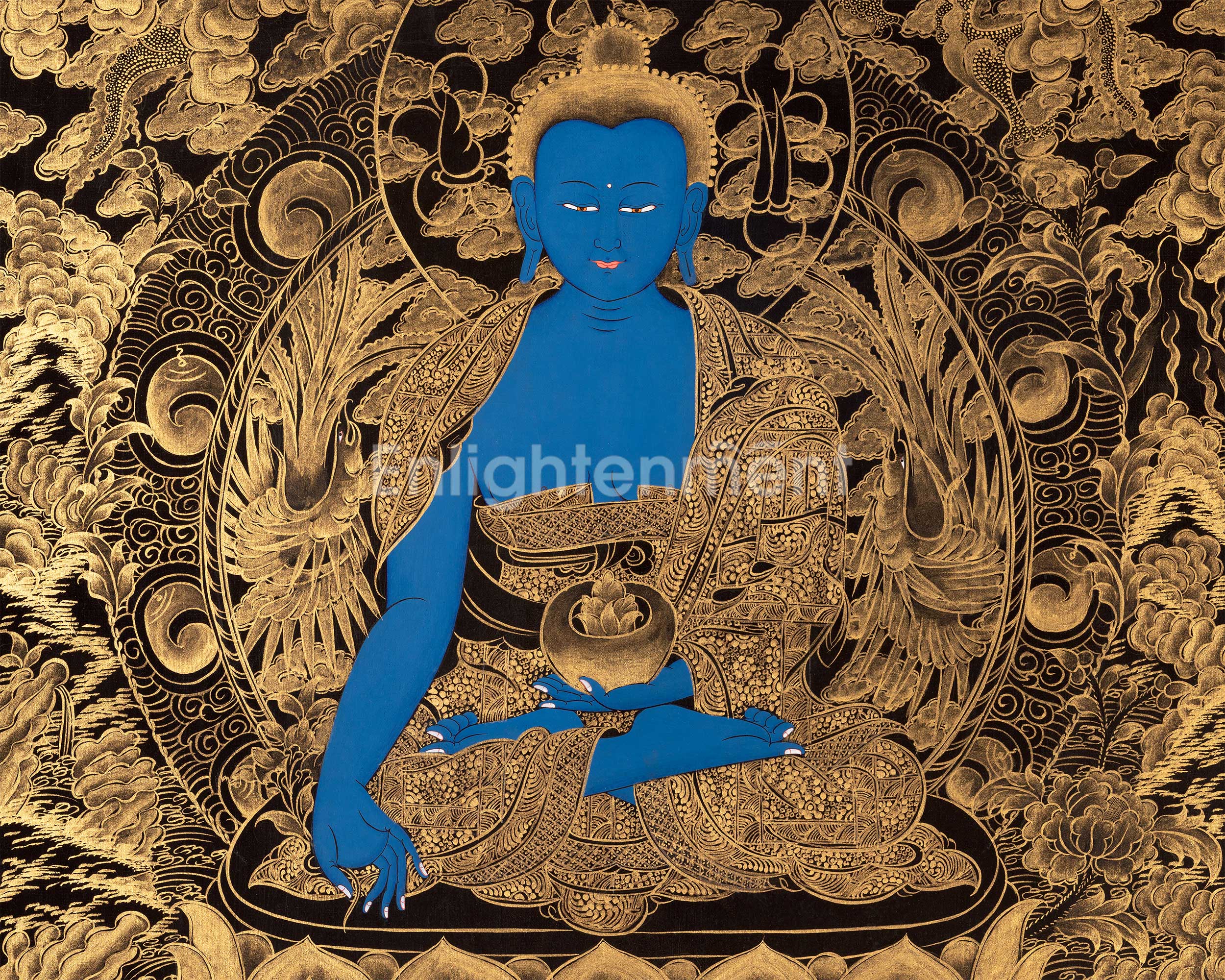 Tibetan Bhaisajyaguru, Healing Buddha Thangka | Buddha for Spiritual Wellness