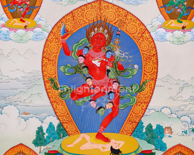 Dorje Phagmo with Four Dakini Thangka | Karma Kagyu Tradition | Exclusive Tibetan Painting