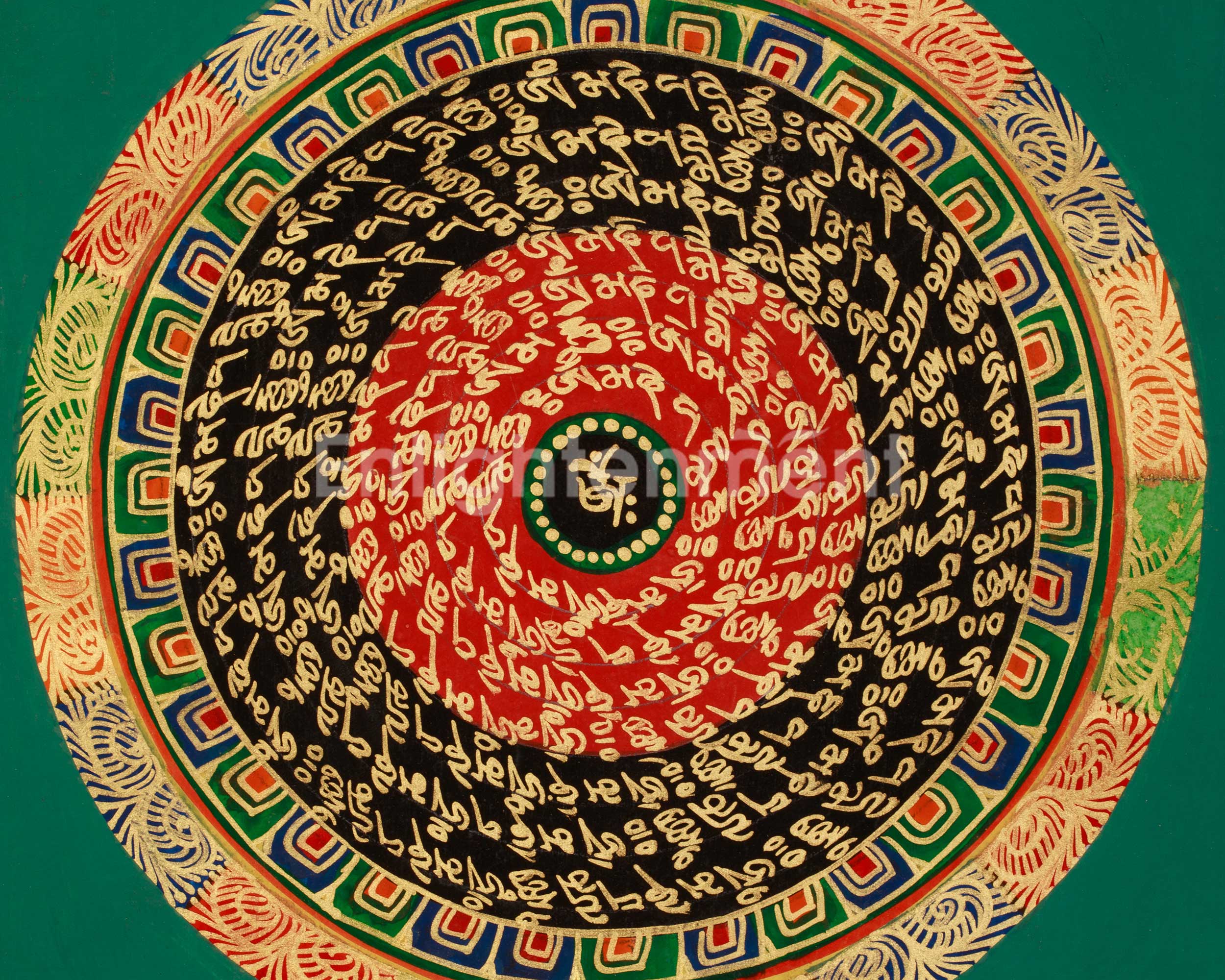 Hand-Painted Tibetan Mantra Mandala | Home Decor | Mindfulness Meditation Artwork