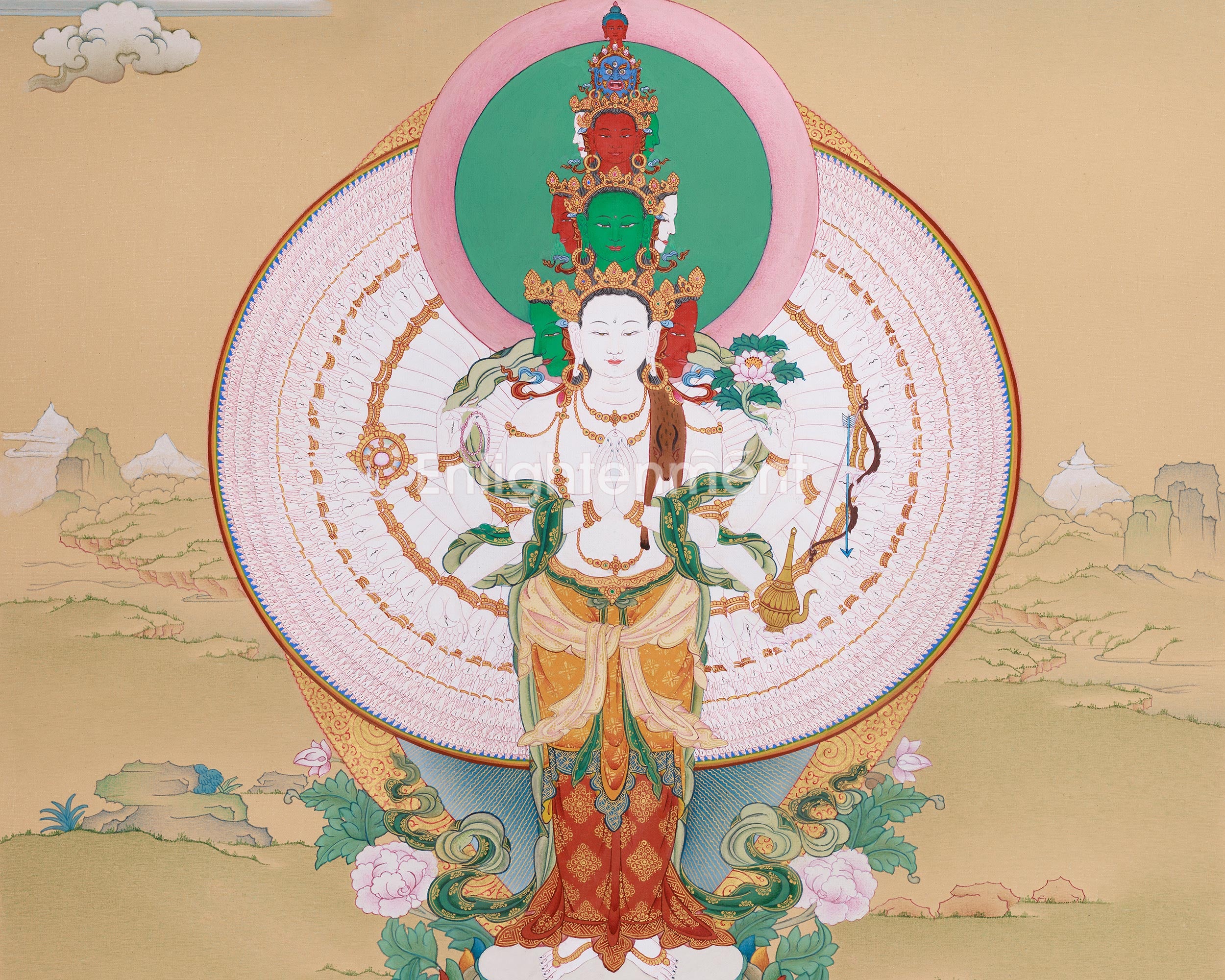 Hand-Painted 1000-Armed Chenrezig | The Bodhisattva of Compassion and Protection