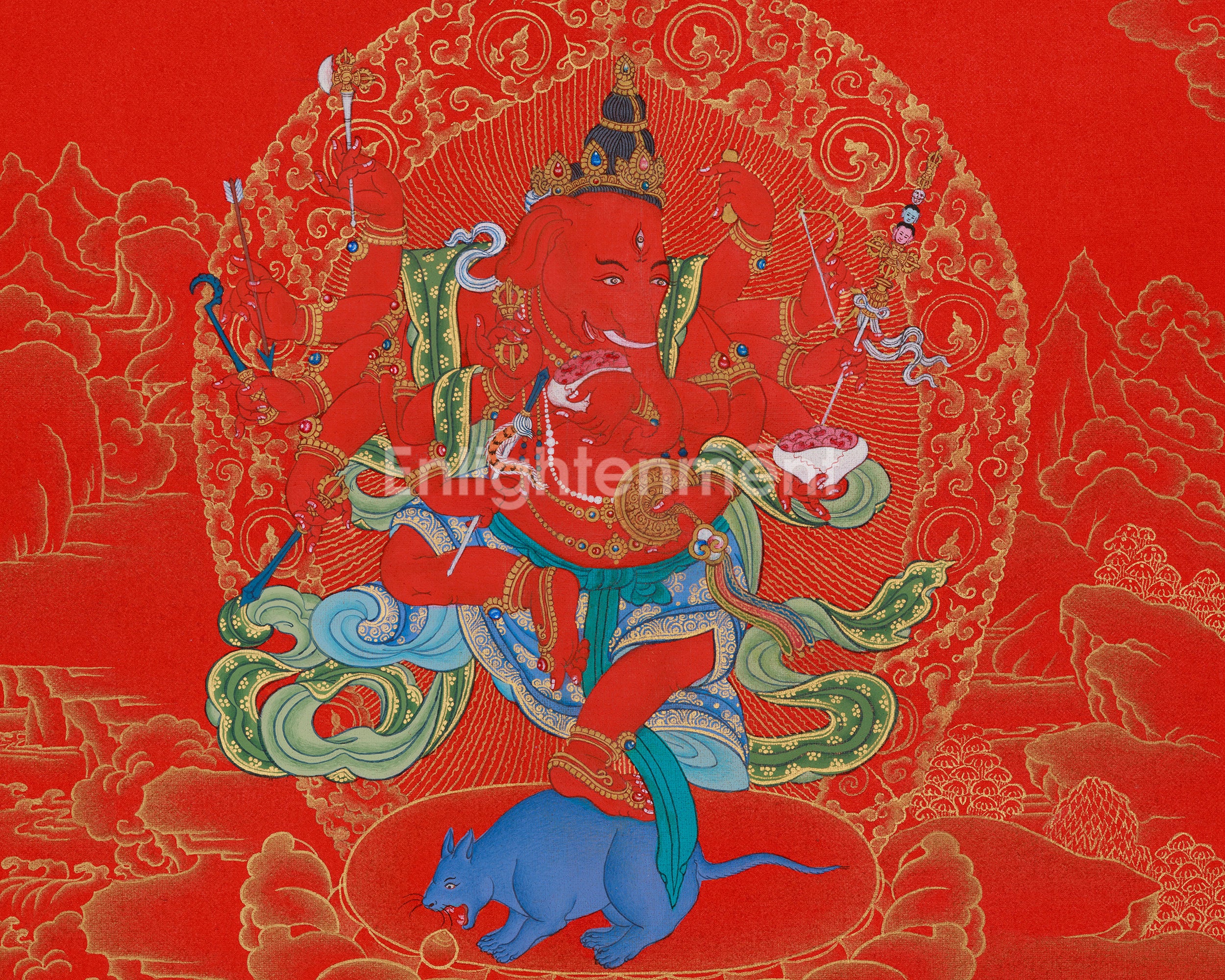 Traditional Thangka of Ganesha | Divine Remover of Obstacles