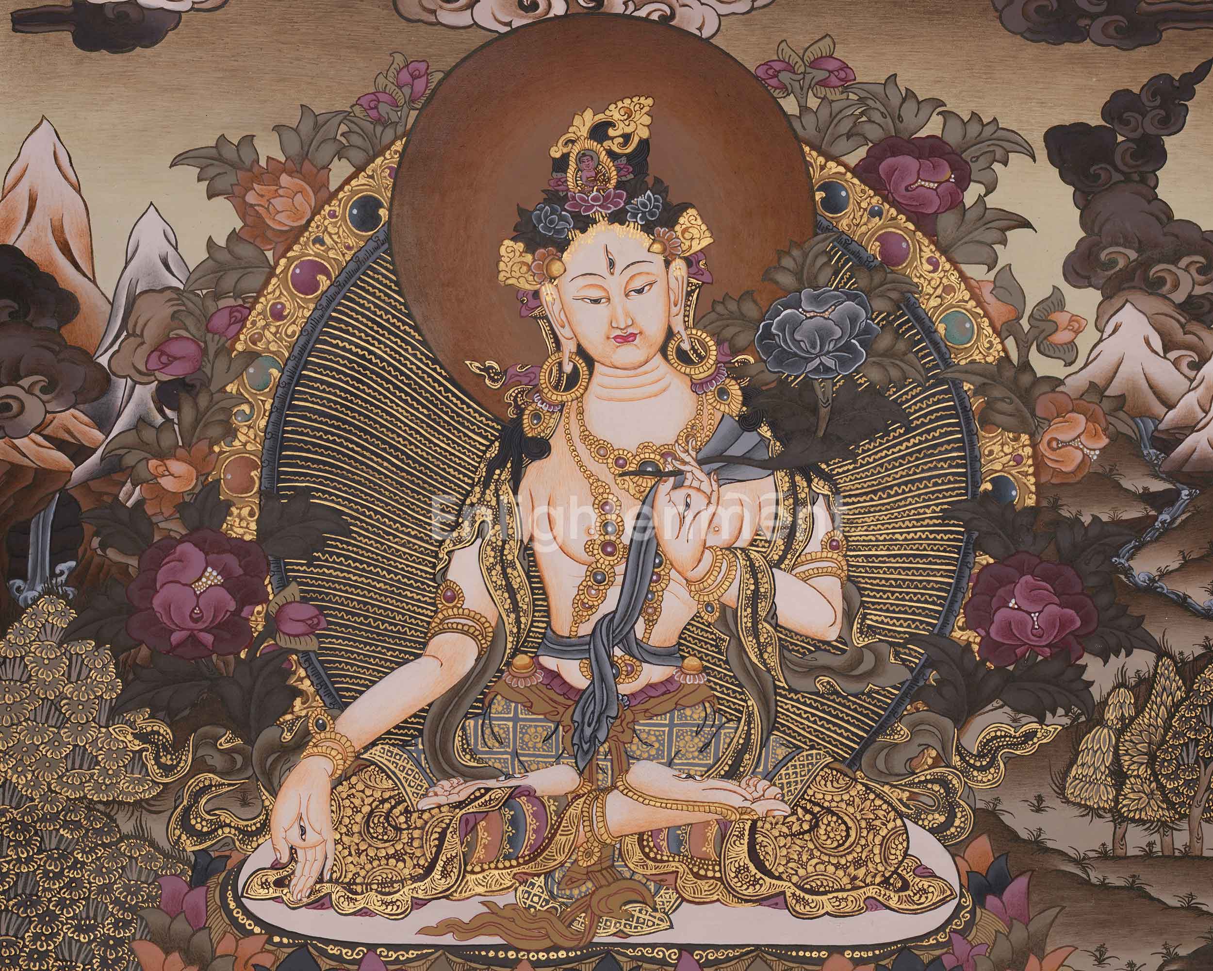 Spiritual Thangka Of White Tara | Healing Goddess | Traditional Art