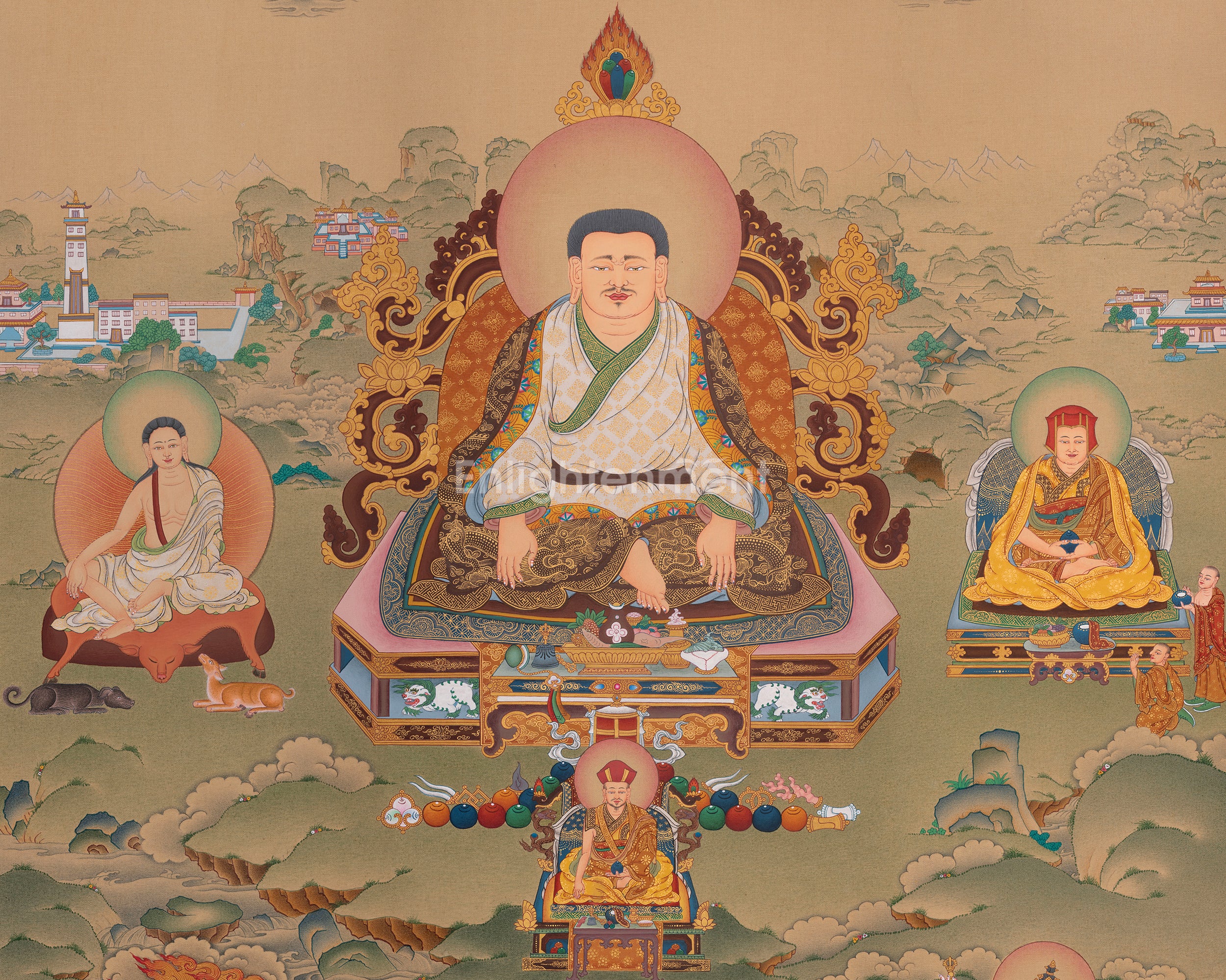 Marpha Kagyu Lineage Art | Tibetan Meditation Master Thangka | Spiritual Gift