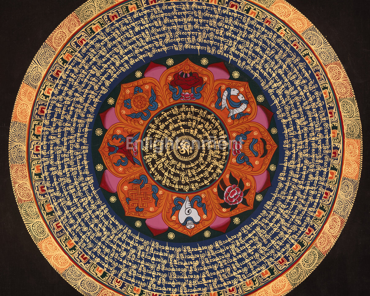 Mantra Mandala Himalayan Art | Traditional Buddhist Artwork | Buddhist Visual Thangka