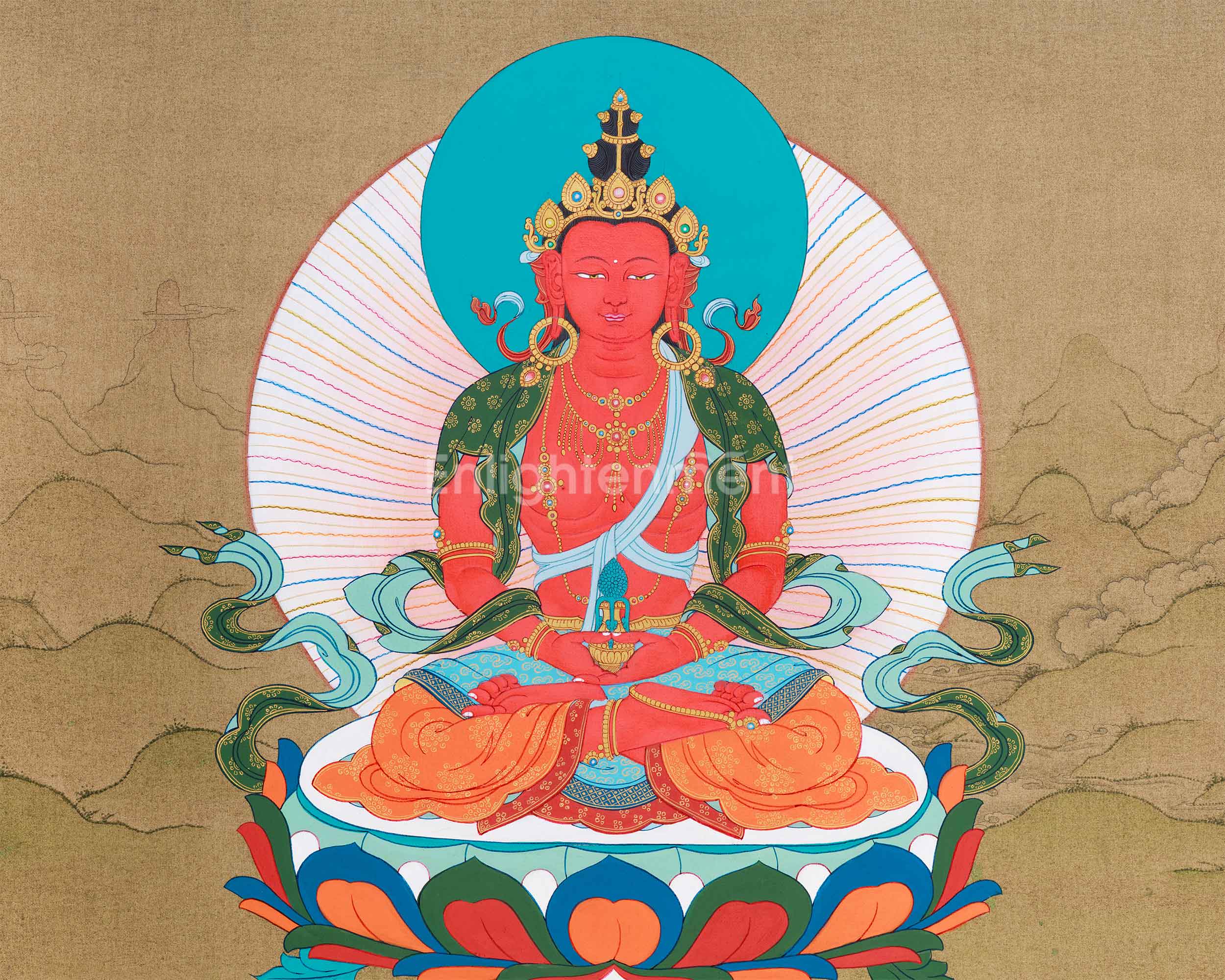 Long Life Buddha Amitayus, White Tara & Namgyalma Thangka | Healing & Protection Deities