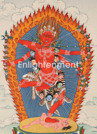 Hand-Painted Himalayan Thangka For Kurukulla Mantra Pratice | Traditional Tibetan Dakini Art