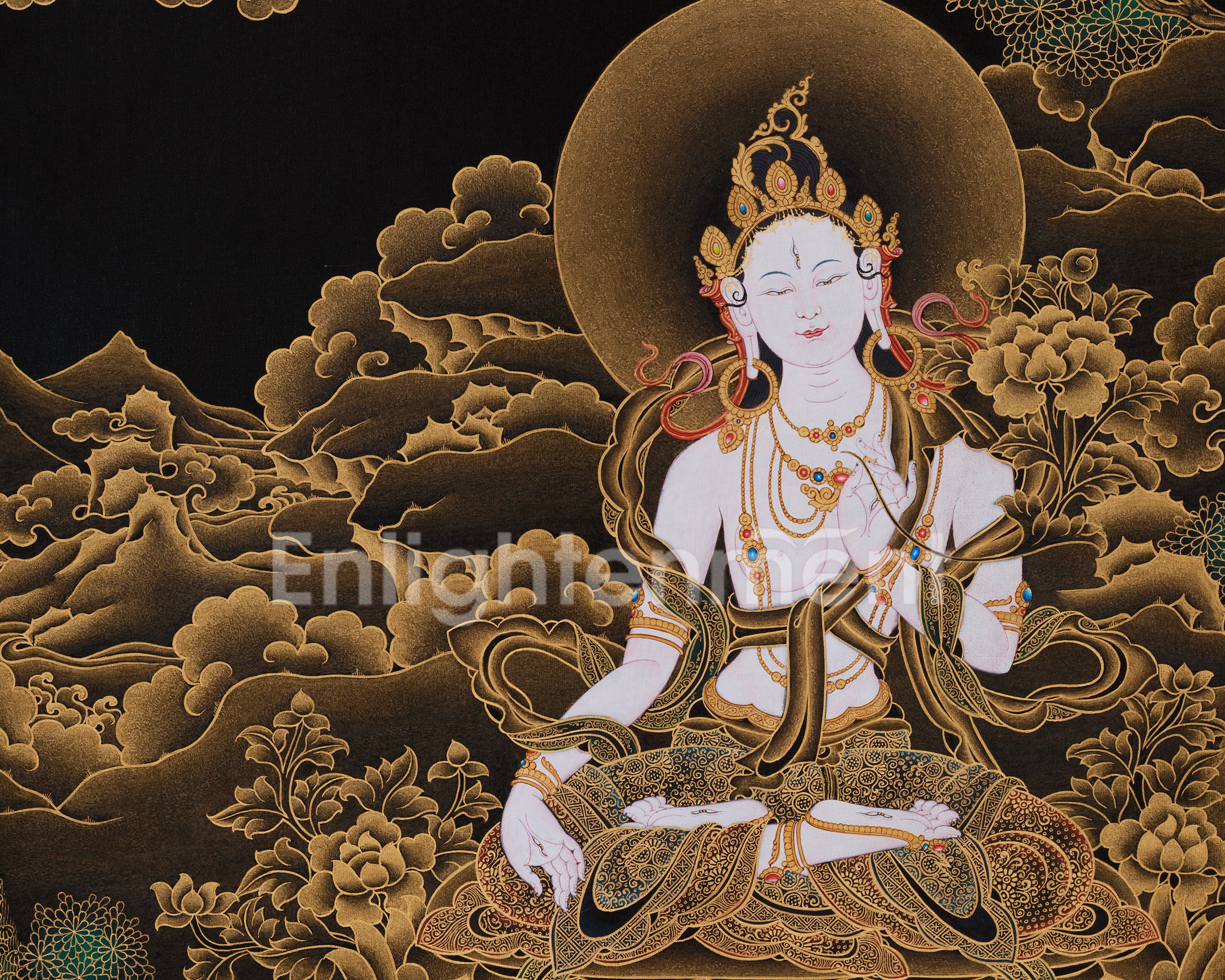 Exclusive White Tara with Amitayus and Namgyalma Thangka | Three Longevity Deities