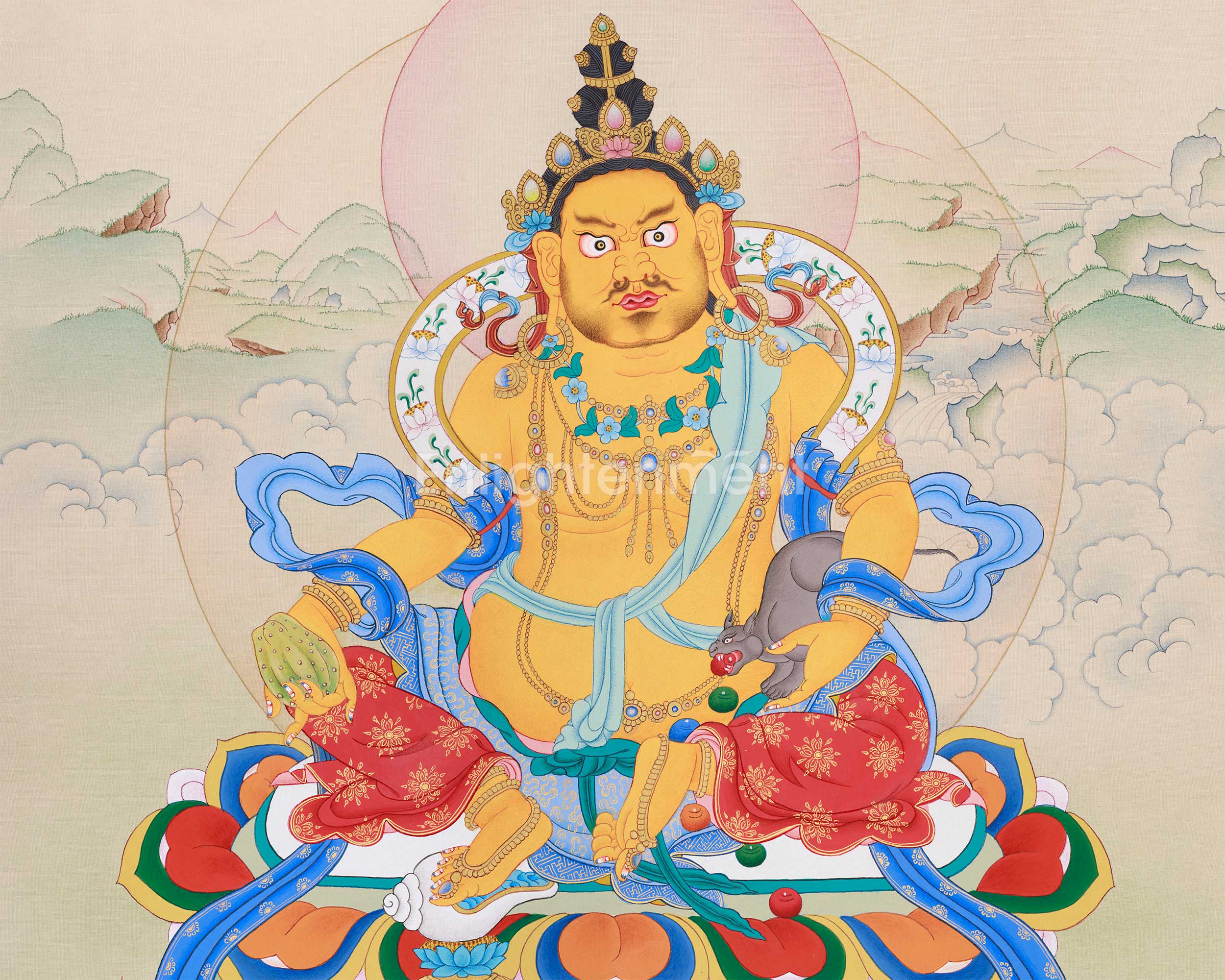 Traditional Jambhala Painting | The Prosperity God of Tibetan Buddhism