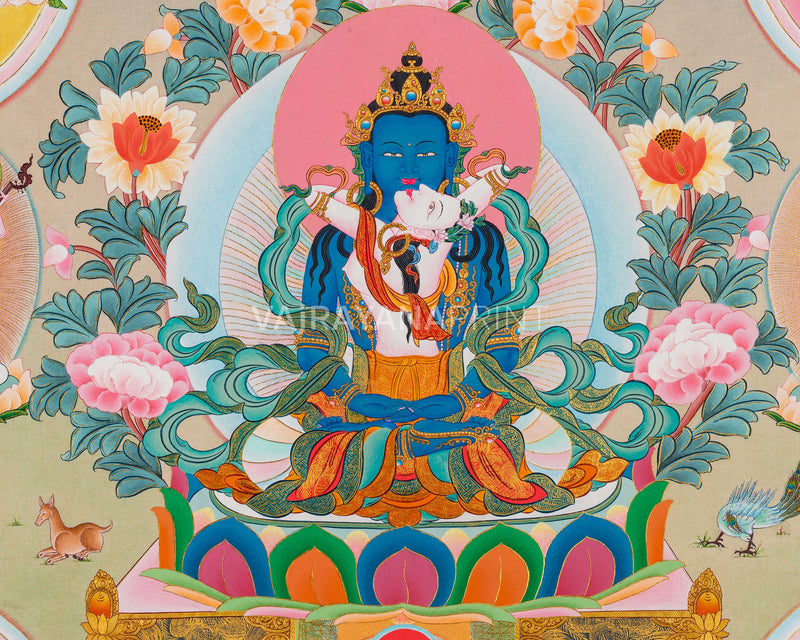 Bardo Thangka Print | Meditative Artwork of 42 Peaceful Deities | High-Quality Vajrayana Print