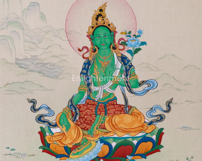 Mother of Liberation Thangka - Small Green Tara Artwork