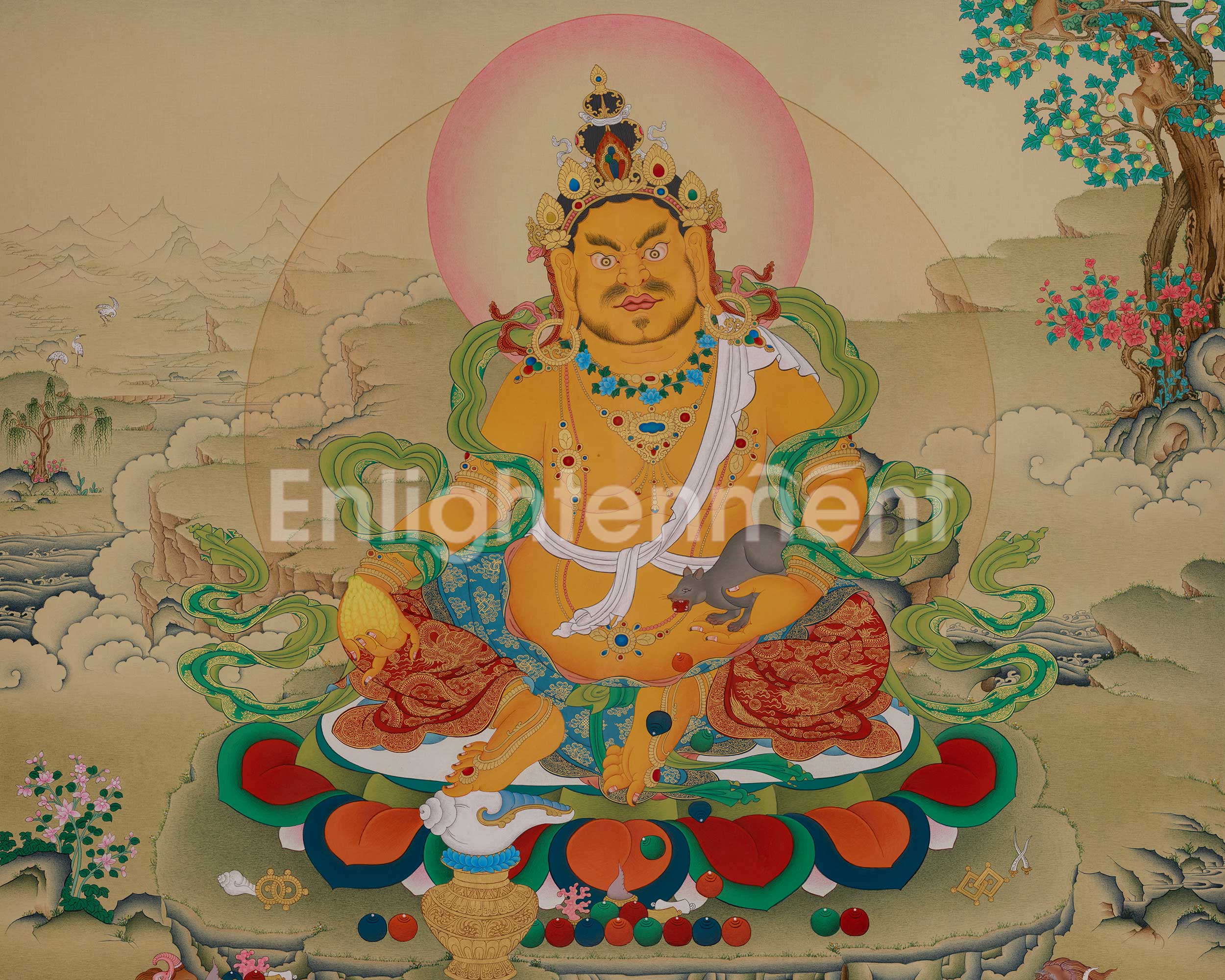 Dzambhala Prosperity Meditation Artwork | Wealth Deity Thangka