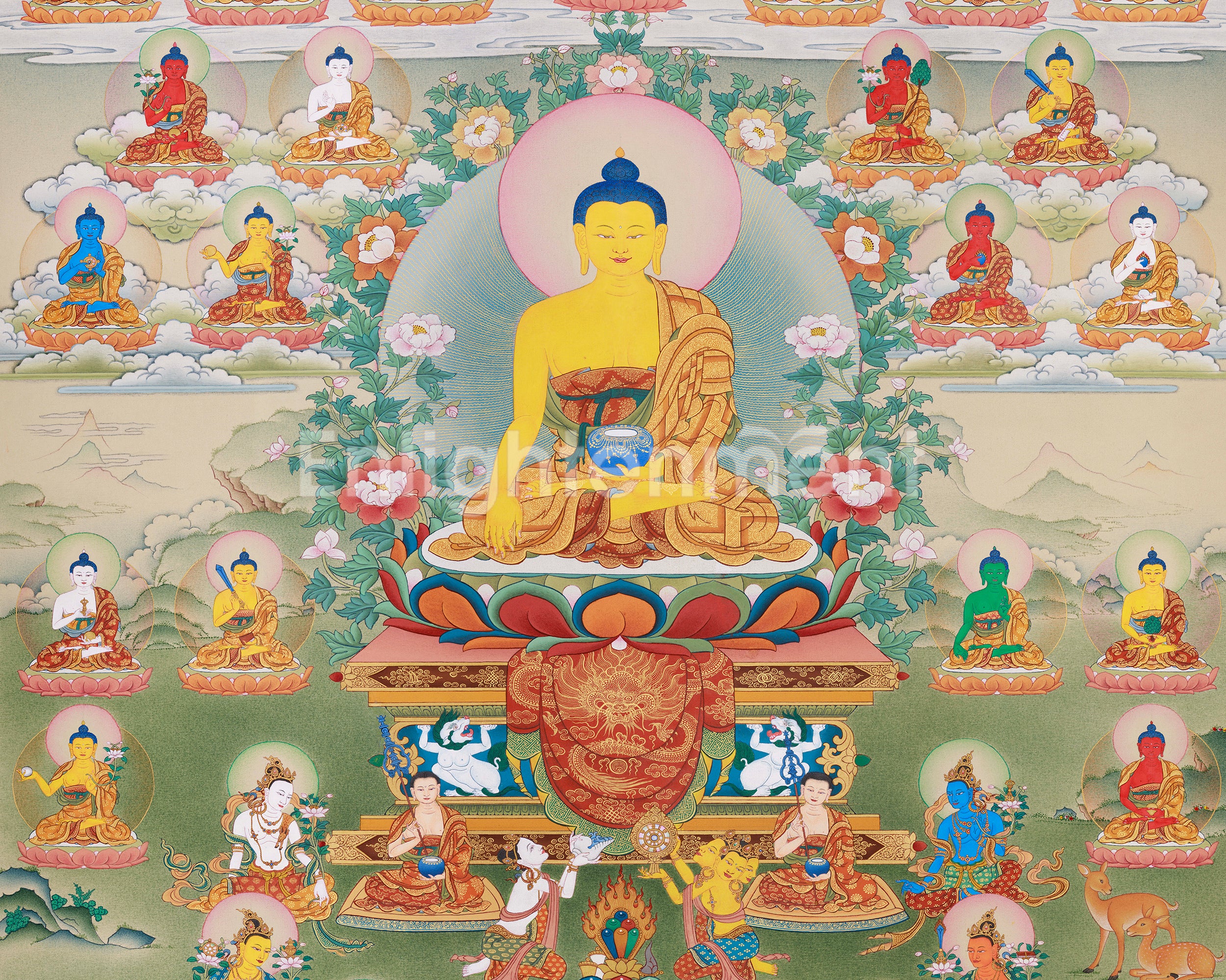Authentic 35 Buddha Thangka | Tibetan Buddhist Painting for Self-Purification and Enlightenment