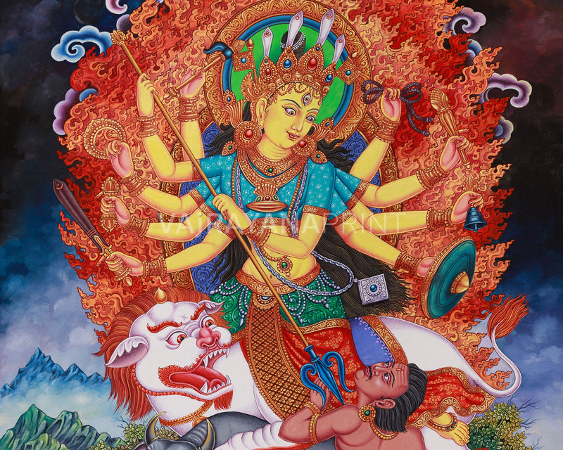 Hindu Goddess Bhagwati Digital Print | Epitome of Strength and Grace