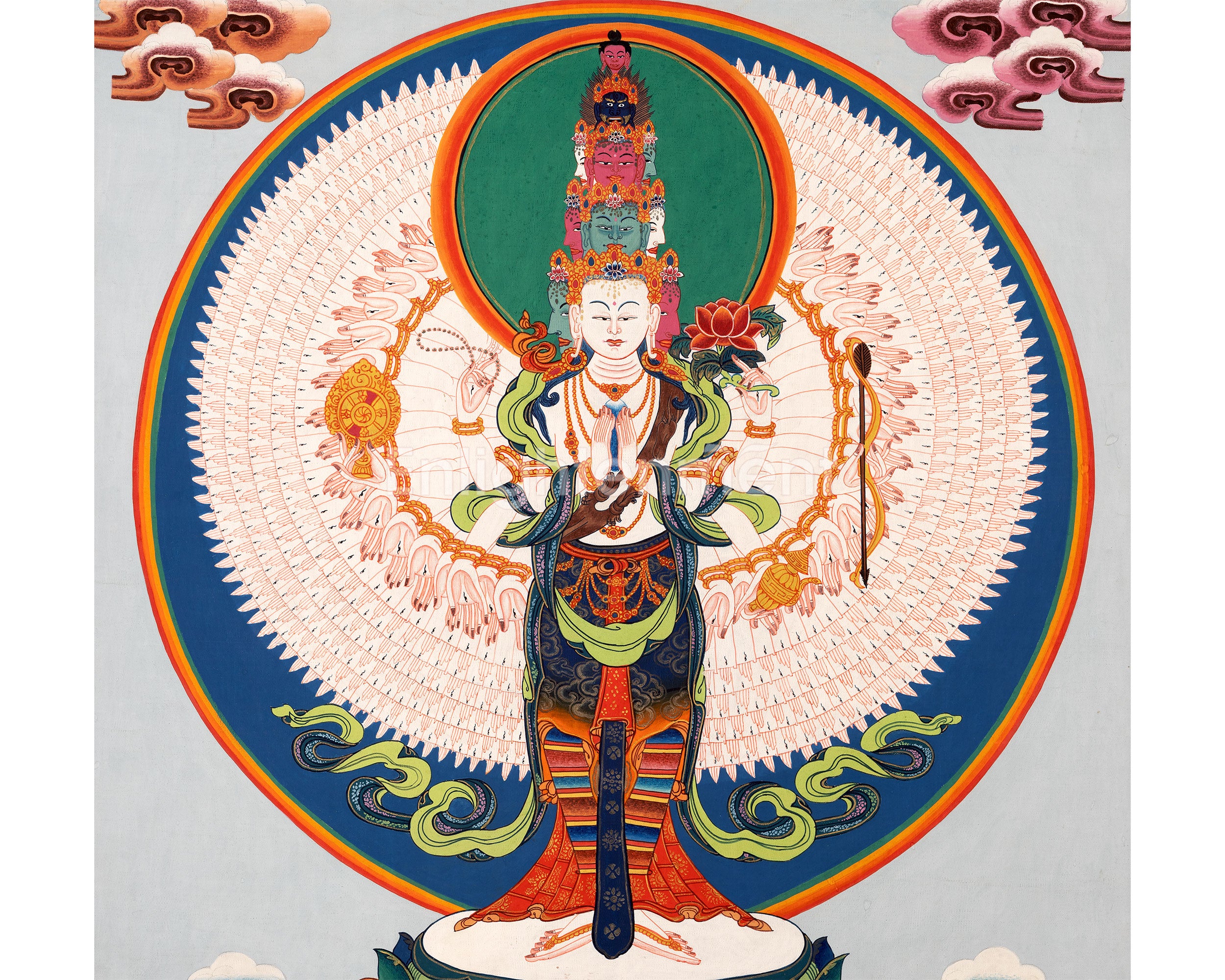 Avalokiteshvara Chenresig Thangka | Tibetan Traditional Painting | Wall Hanging Decors