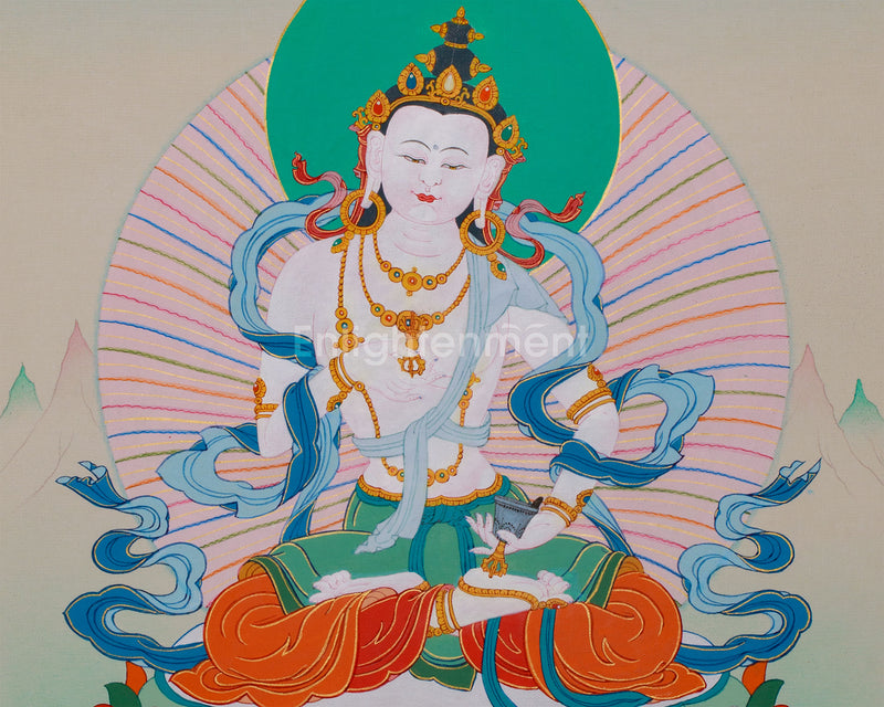 Handpainted Vajrasattva Thangka for Vajrayana Practice